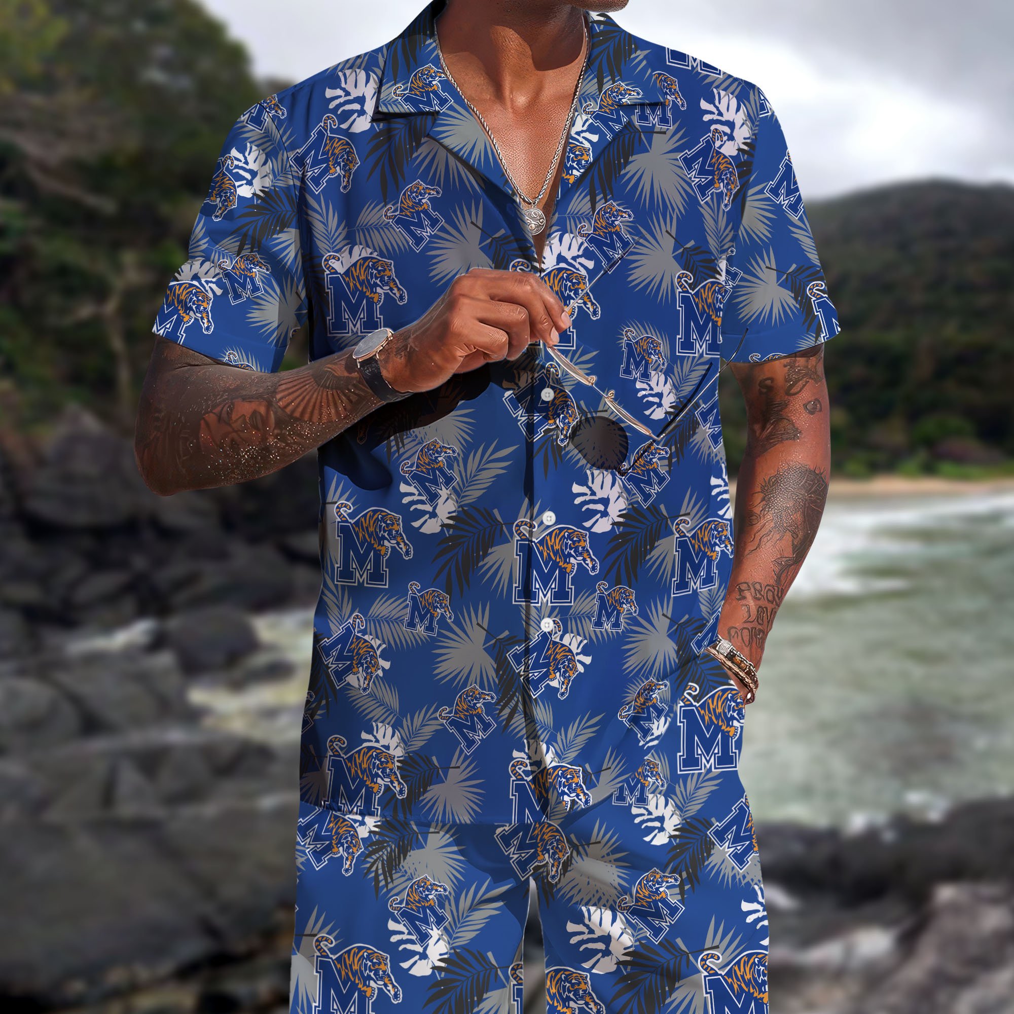 Memphis Tigers Hawaiian Shorts Set  2025 Version, Hawaiian Shirts, Sports Shorts, Gifts For Fan EHIVM-04171878