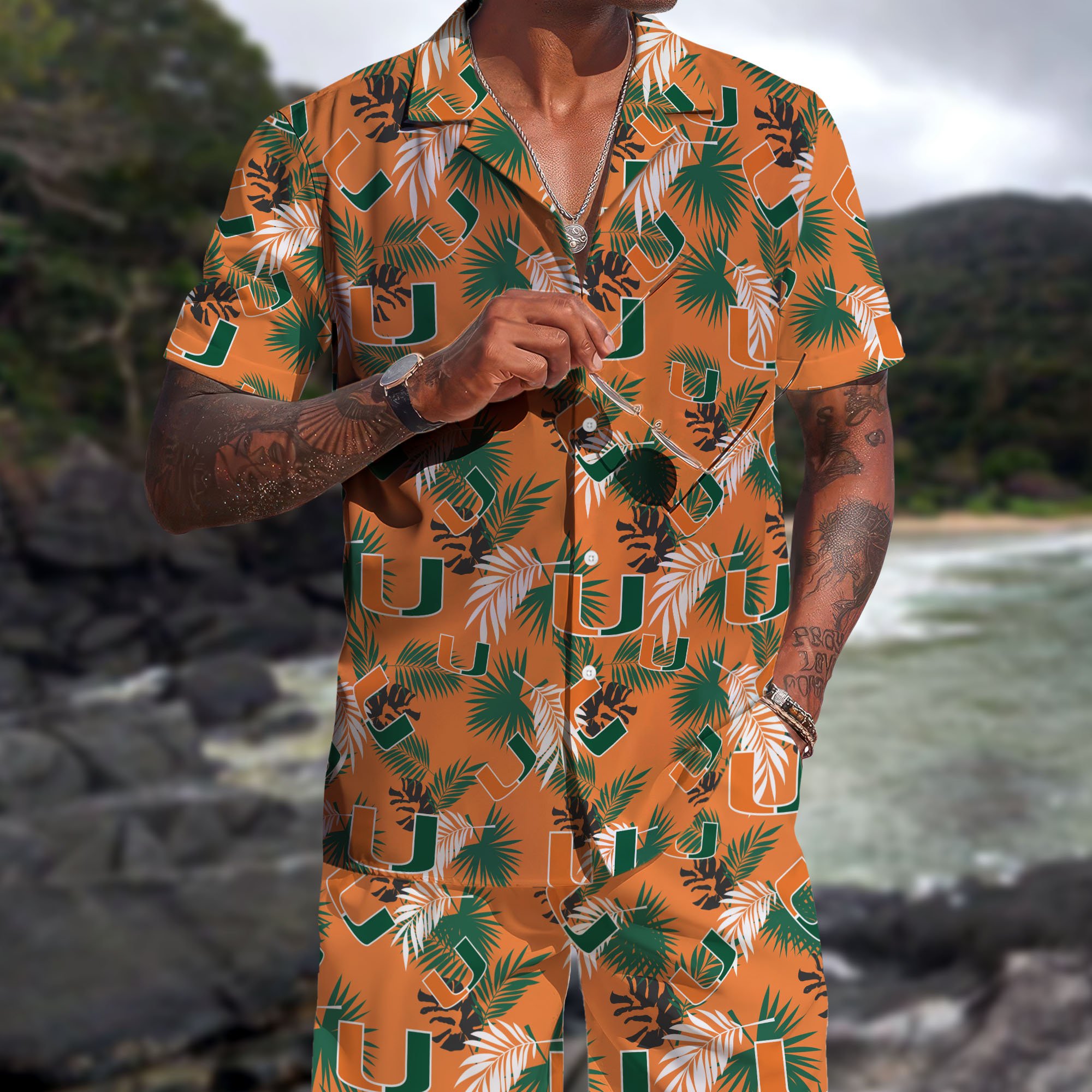 Miami Hurricanes Hawaiian Shorts Set  2025 Version, Hawaiian Shirts, Sports Shorts, Gifts For Fan EHIVM-04171878
