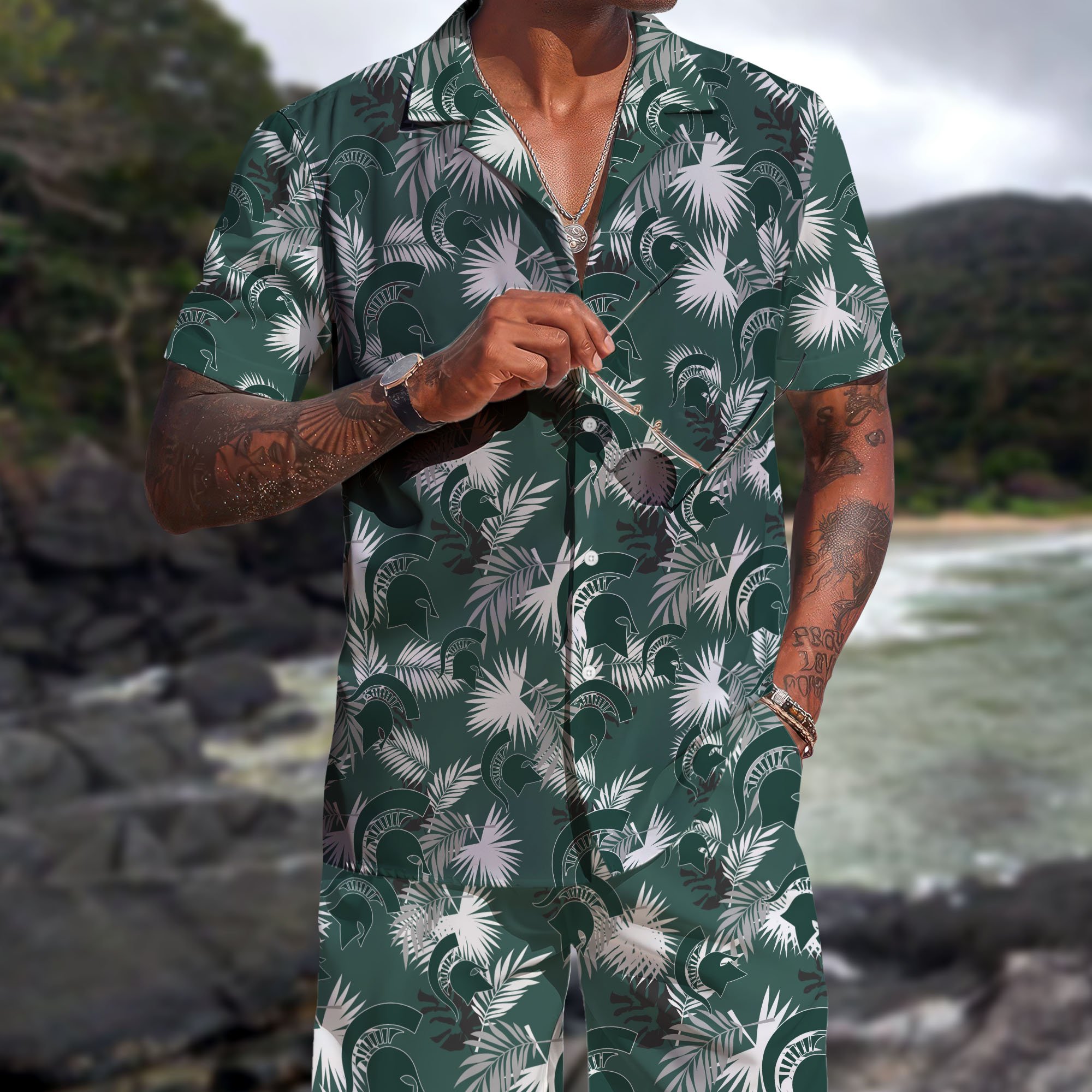 Michigan State Spartans Hawaiian Shorts Set  2025 Version, Hawaiian Shirts, Sports Shorts, Gifts For Fan EHIVM-04171878