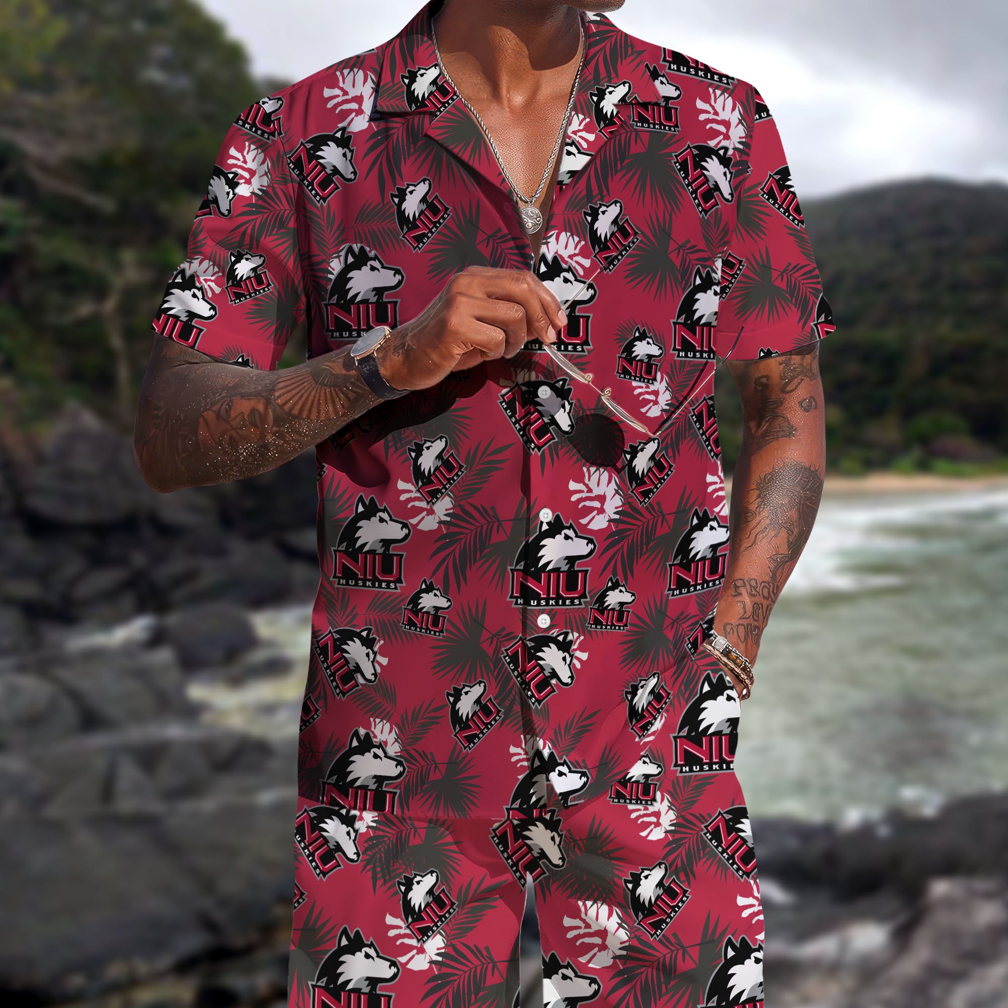 Northern Illinois Huskies Hawaiian Shorts Set  2025 Version, Hawaiian Shirts, Sports Shorts, Gifts For Fan EHIVM-04171878