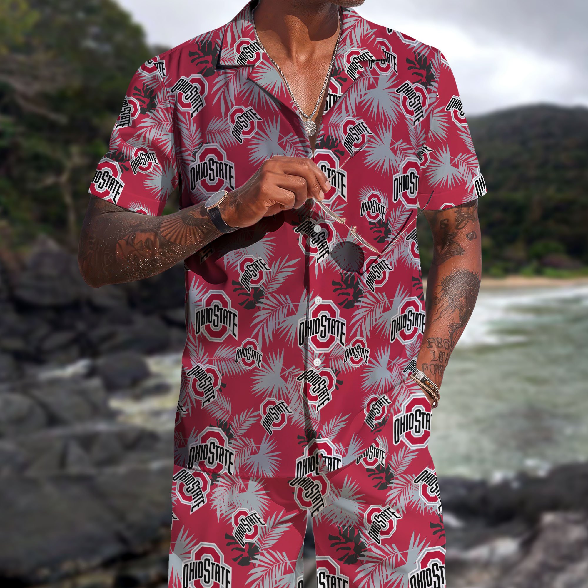Ohio State Buckeyes Hawaiian Shorts Set  2025 Version, Hawaiian Shirts, Sports Shorts, Gifts For Fan EHIVM-04171878