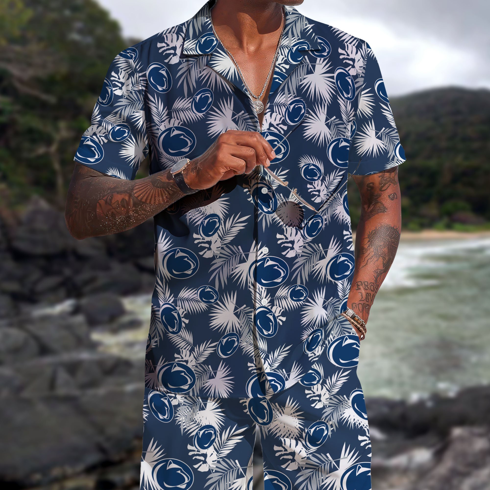 Penn State Nittany Lions Hawaiian Shorts Set  2025 Version, Hawaiian Shirts, Sports Shorts, Gifts For Fan EHIVM-04171878