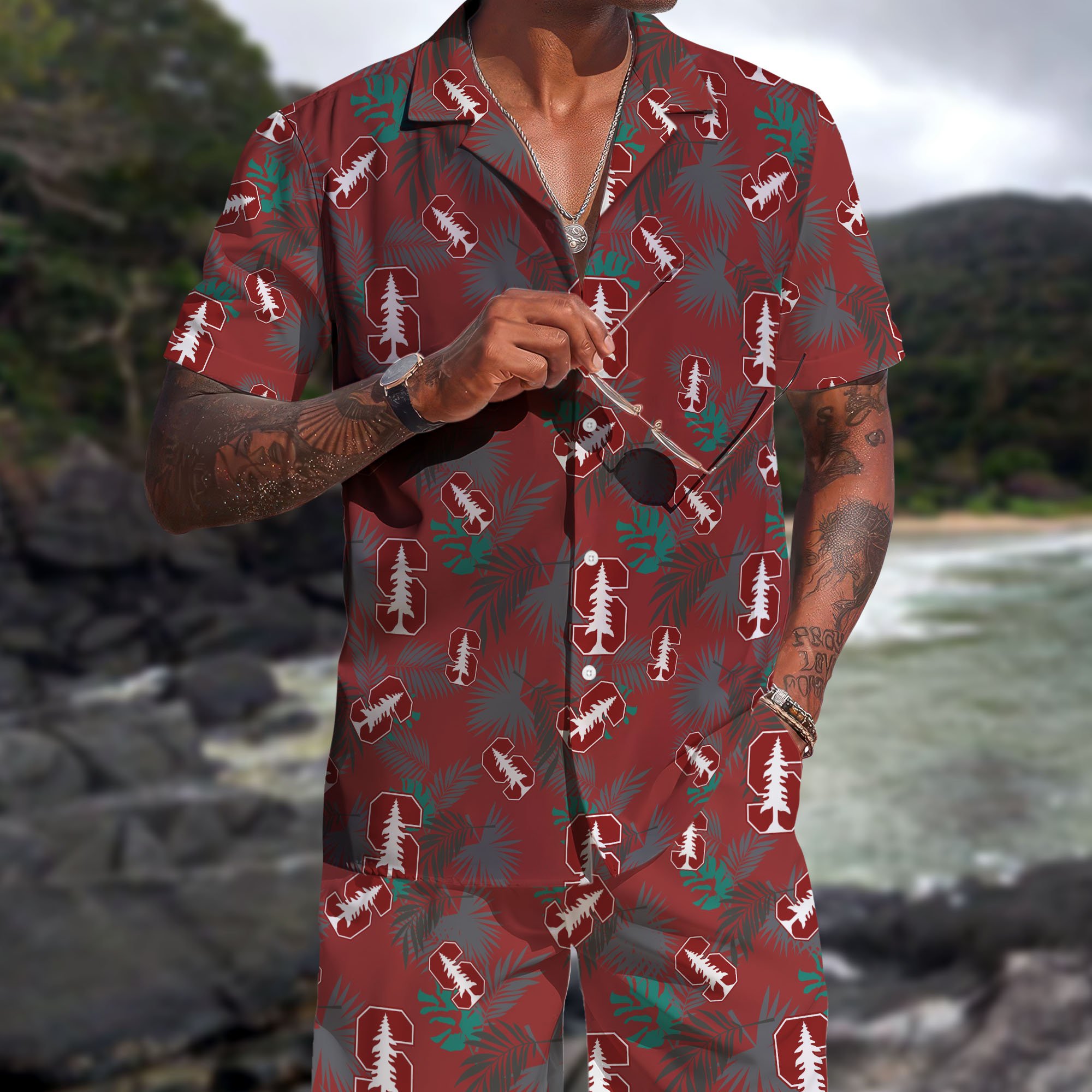 Stanford Cardinal Hawaiian Shorts Set  2025 Version, Hawaiian Shirts, Sports Shorts, Gifts For Fan EHIVM-04171878
