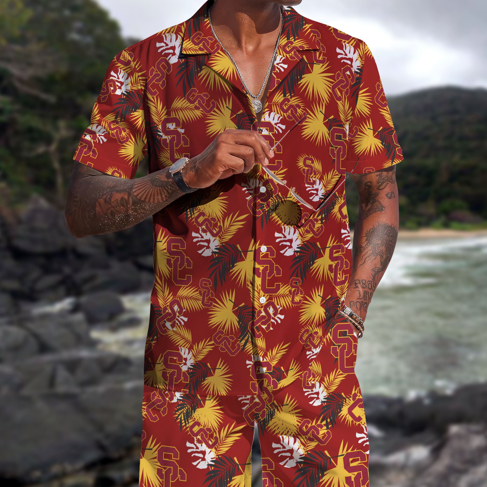 USC Trojans Hawaiian Shorts Set  2025 Version, Hawaiian Shirts, Sports Shorts, Gifts For Fan EHIVM-04171878