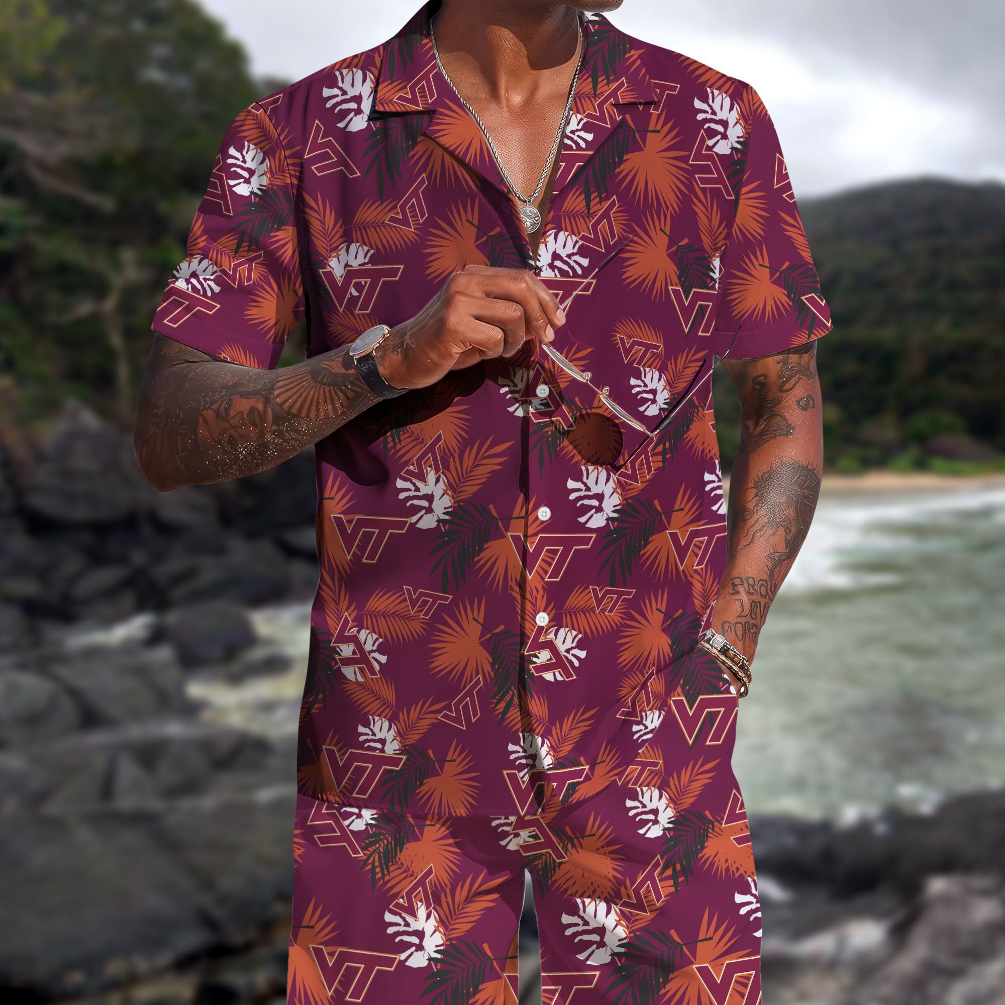 Virginia Tech Hokies Hawaiian Shorts Set  2025 Version, Hawaiian Shirts, Sports Shorts, Gifts For Fan EHIVM-04171878