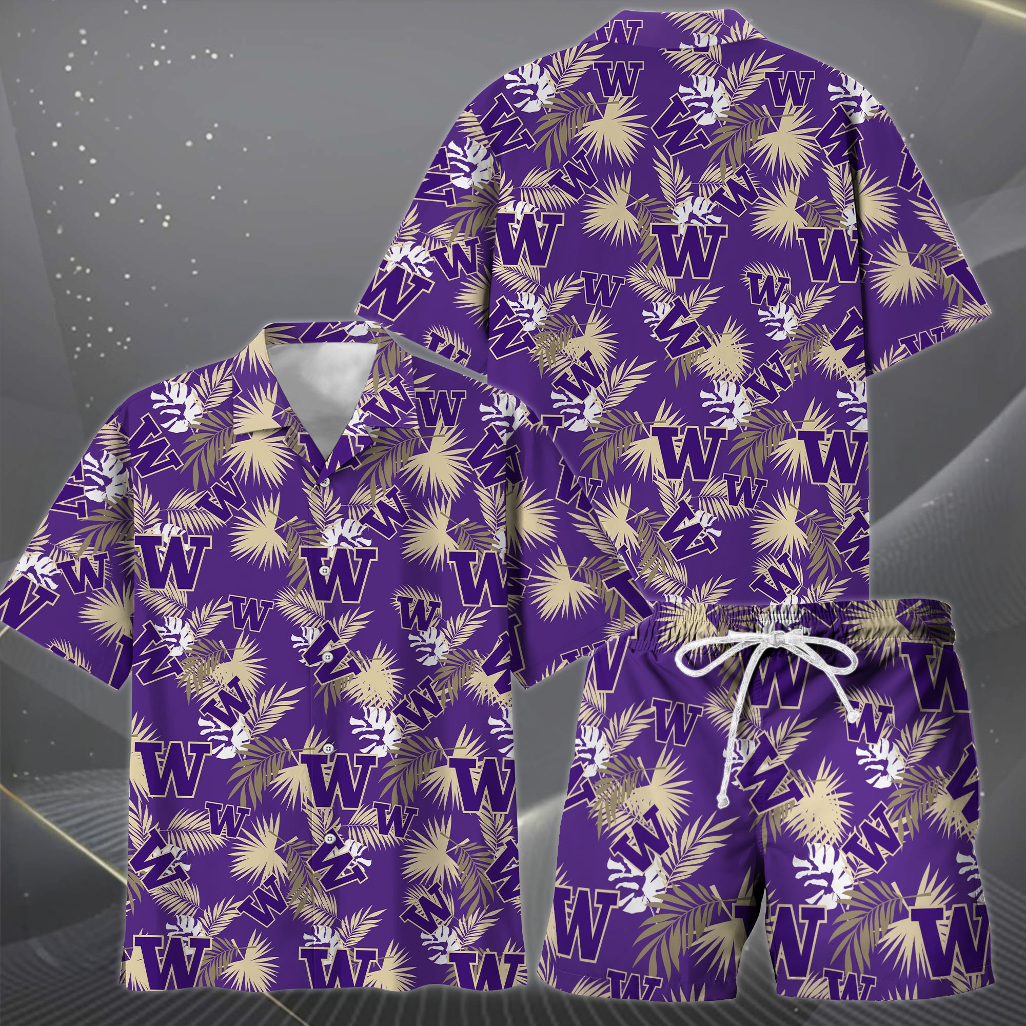 Alternative view of Washington Huskies Hawaiian Shorts Set  2025 Version, Hawaiian Shirts, Sports Shorts, Gifts For Fan EHIVM-04171878