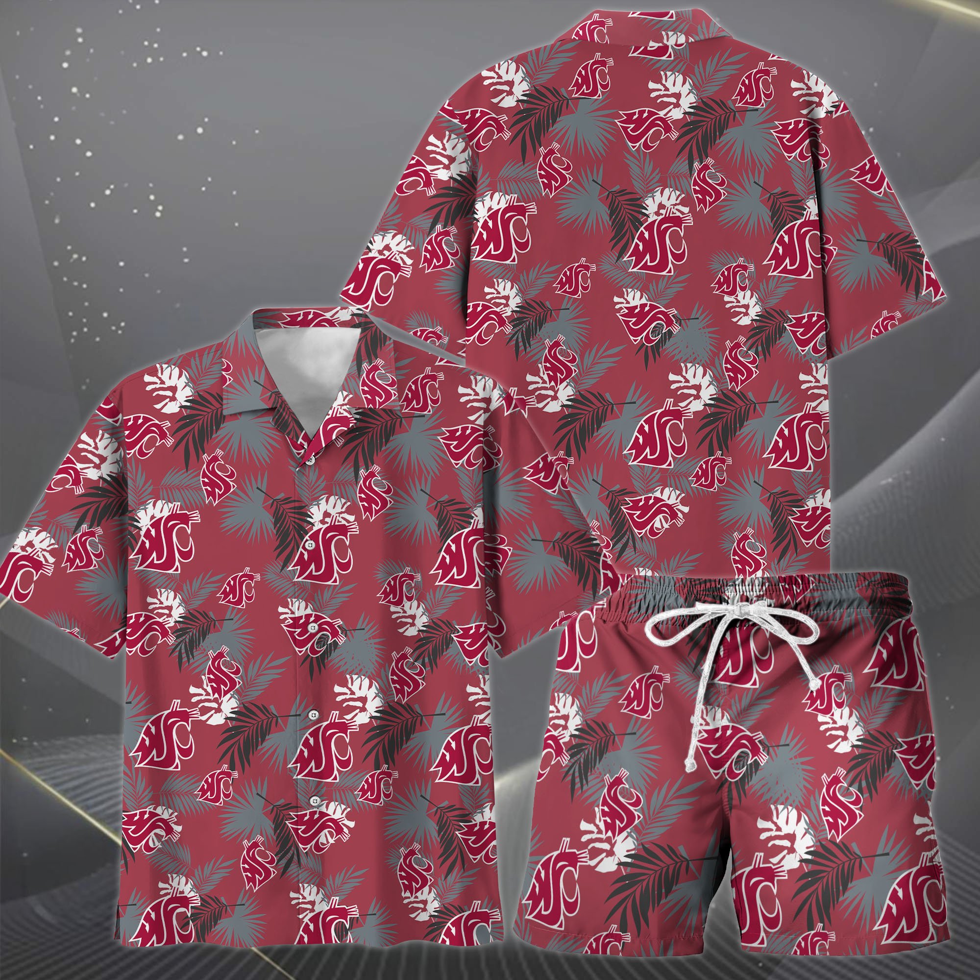 Alternative view of Washington State Cougars Hawaiian Shorts Set  2025 Version, Hawaiian Shirts, Sports Shorts, Gifts For Fan EHIVM-04171878