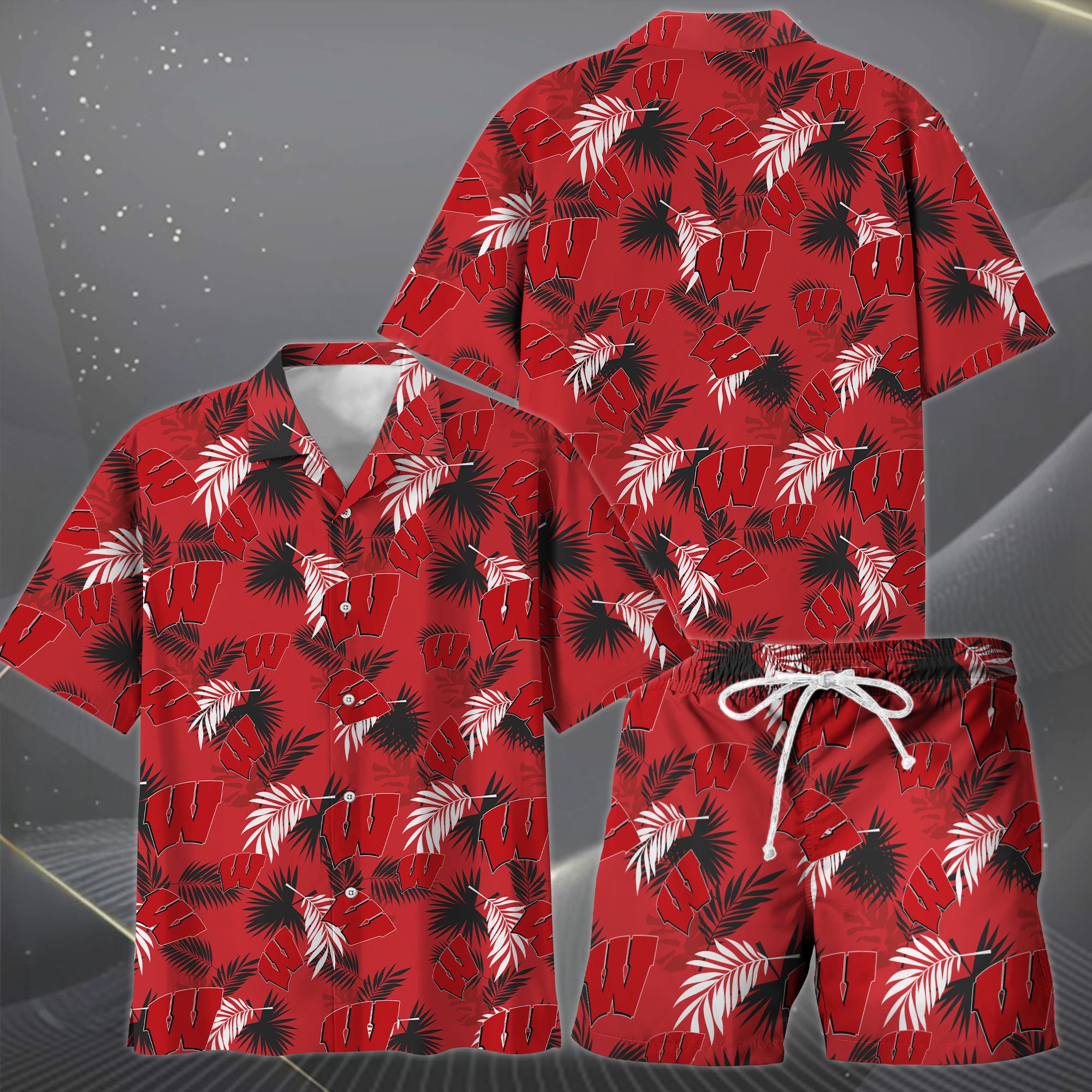 Alternative view of Wisconsin Badgers Hawaiian Shorts Set  2025 Version, Hawaiian Shirts, Sports Shorts, Gifts For Fan EHIVM-04171878