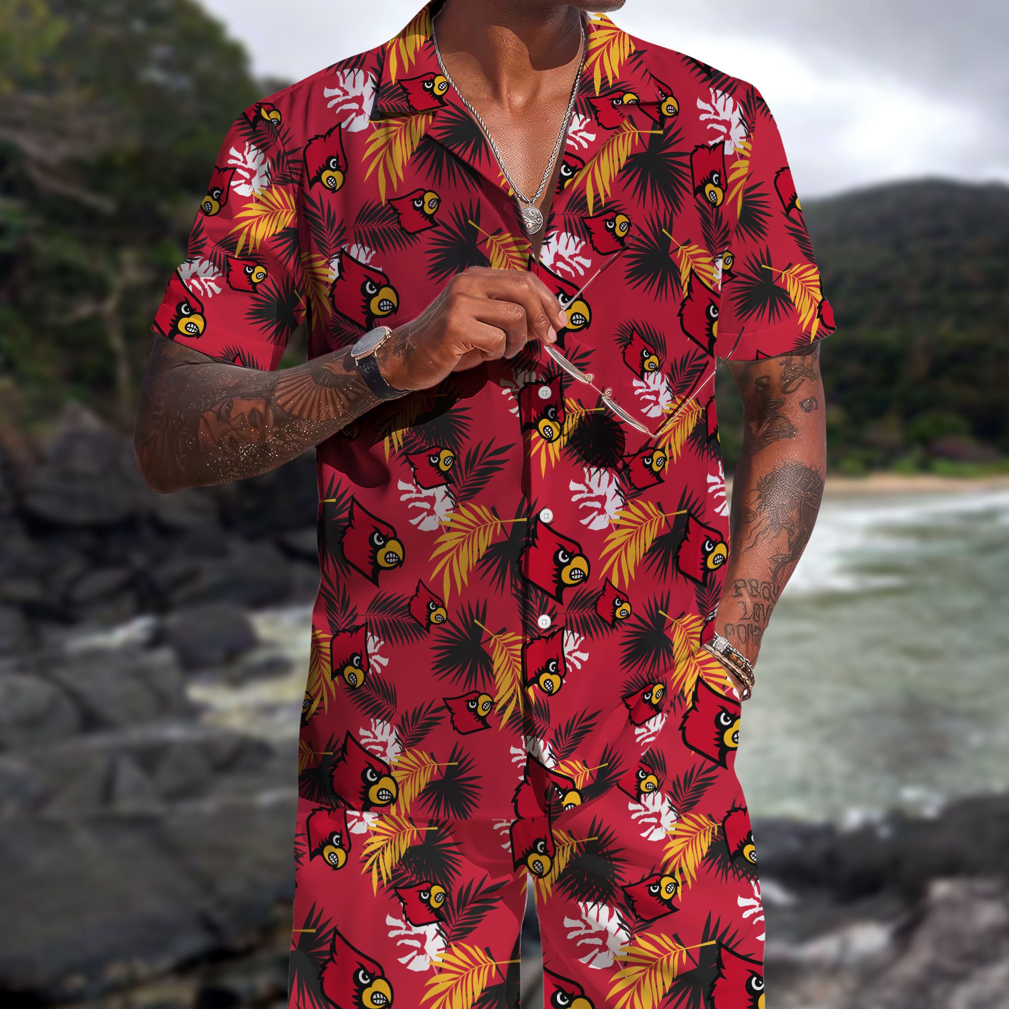 Louisville Cardinals Hawaiian Shorts Set  2025 Version, Hawaiian Shirts, Sports Shorts, Gifts For Fan EHIVM-04171878