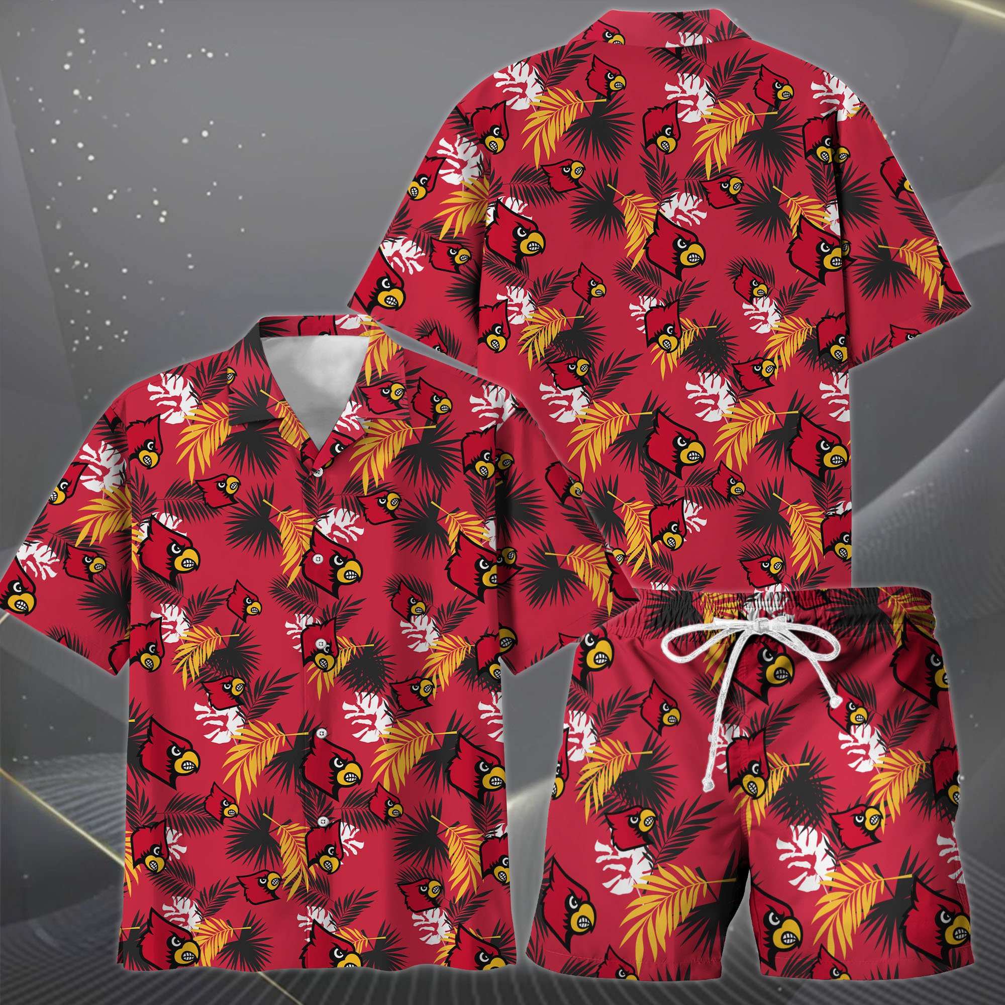 Alternative view of Louisville Cardinals Hawaiian Shorts Set  2025 Version, Hawaiian Shirts, Sports Shorts, Gifts For Fan EHIVM-04171878