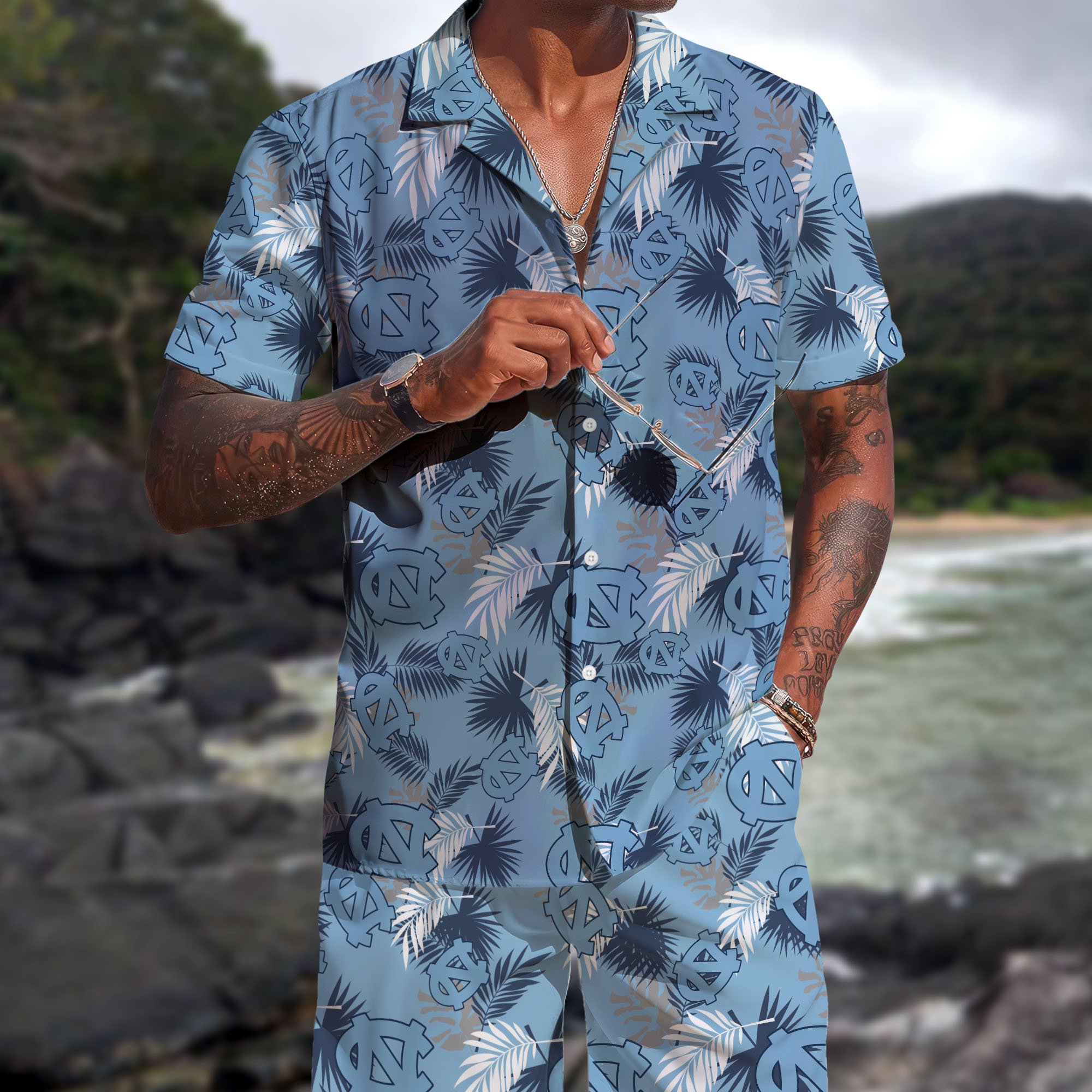 North Carolina Tar Heels Hawaiian Shorts Set  2025 Version, Hawaiian Shirts, Sports Shorts, Gifts For Fan EHIVM-04171878