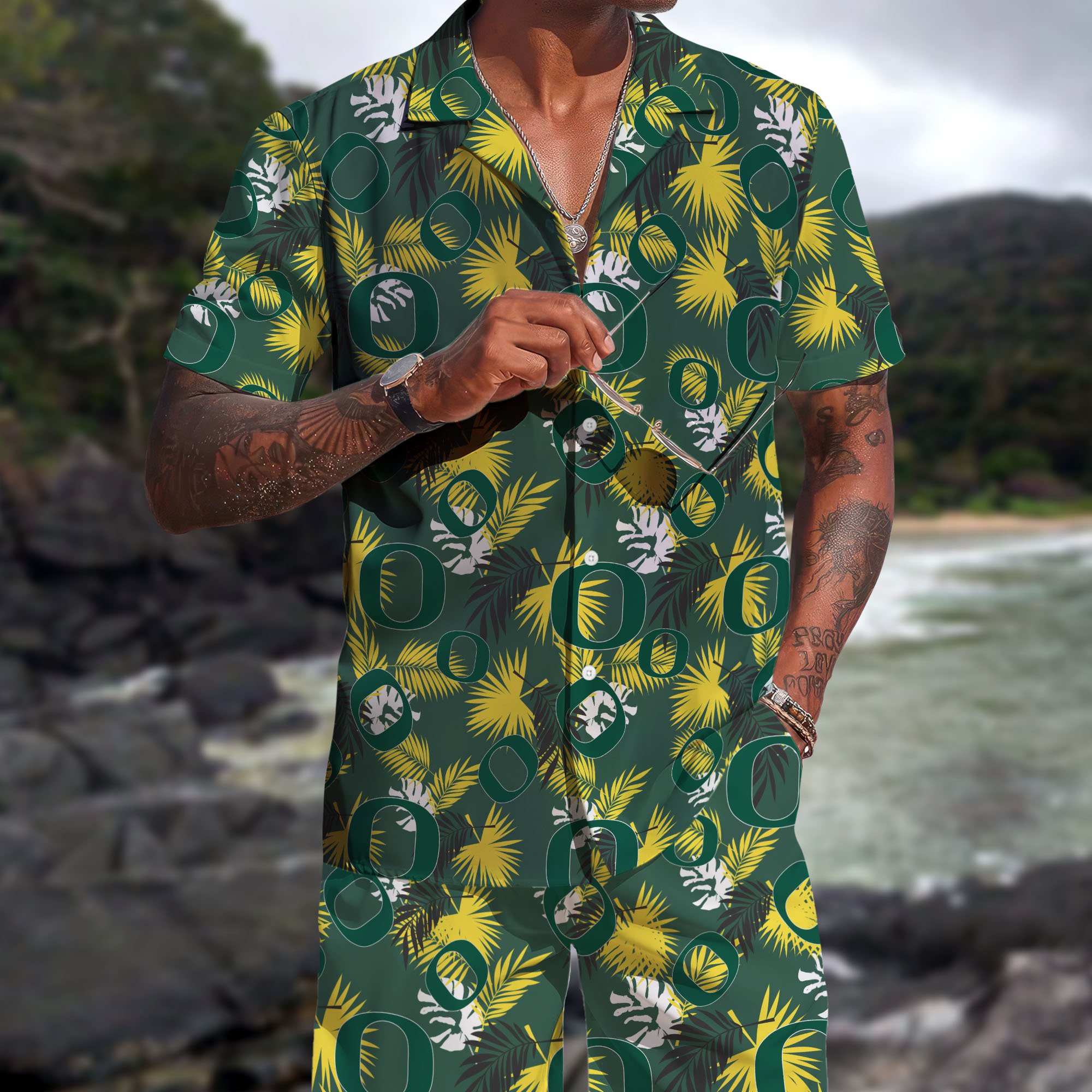 Oregon Ducks Hawaiian Shorts Set  2025 Version, Hawaiian Shirts, Sports Shorts, Gifts For Fan EHIVM-04171878