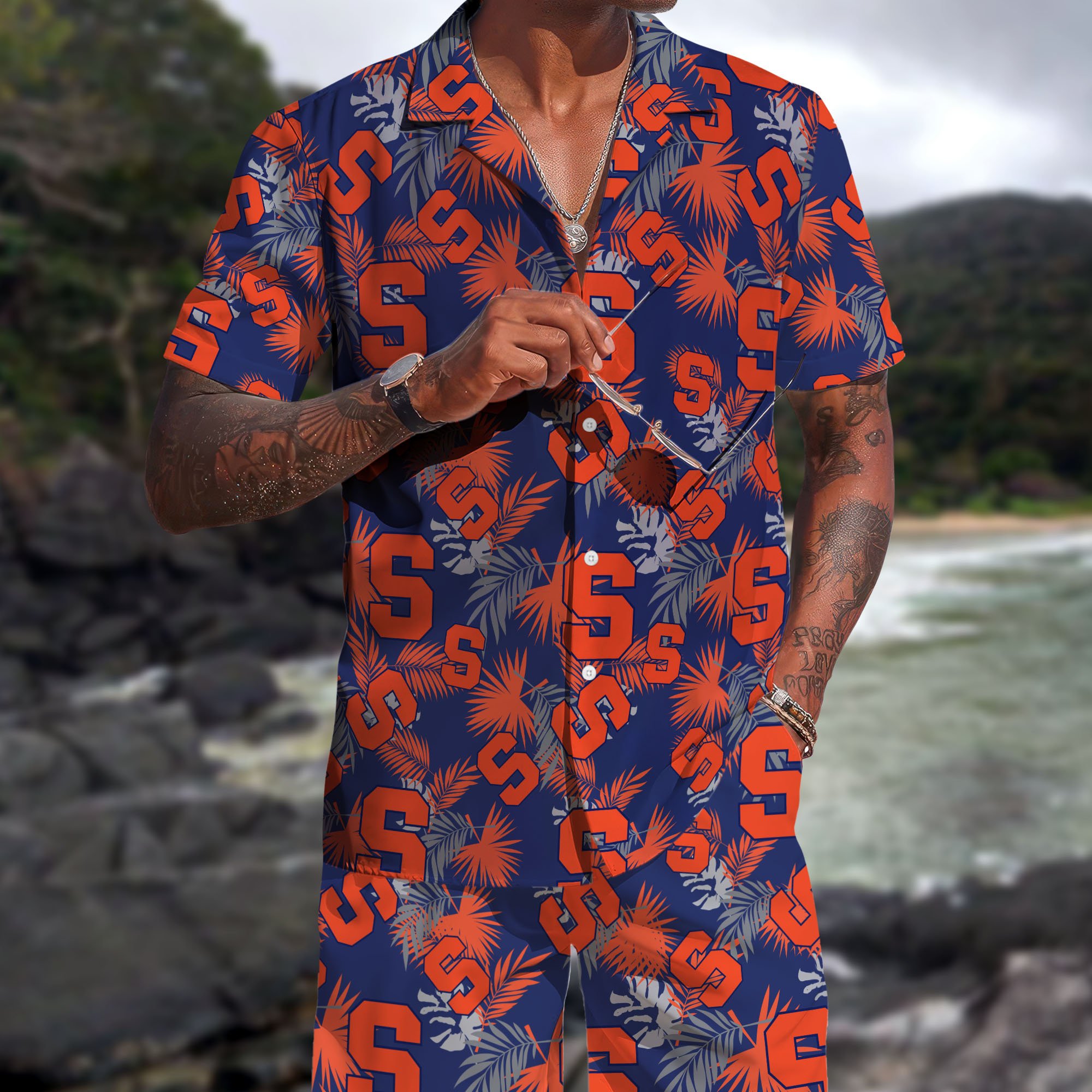 Syracuse Orange Hawaiian Shorts Set  2025 Version, Hawaiian Shirts, Sports Shorts, Gifts For Fan EHIVM-04171878