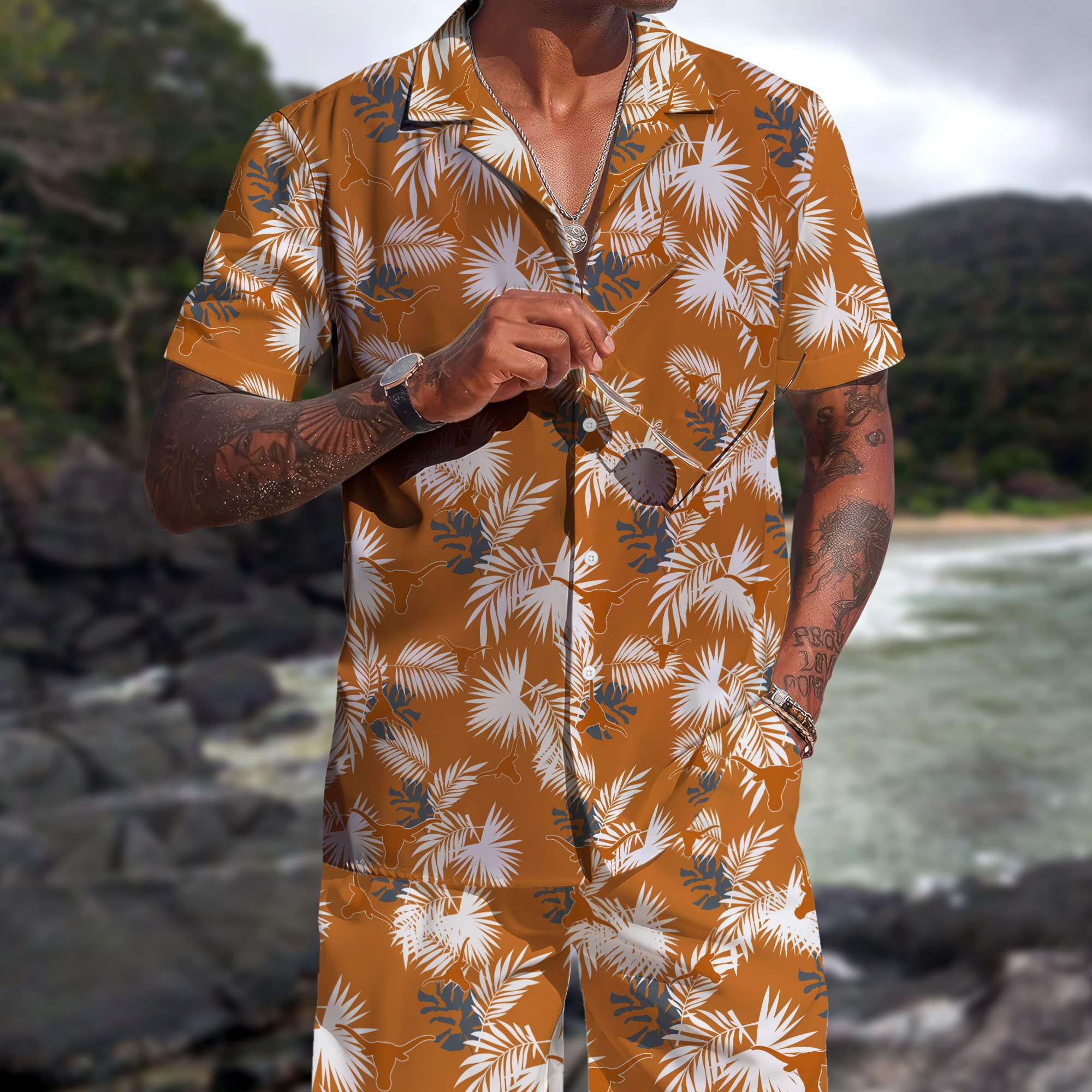 Texas Longhorns Hawaiian Shorts Set  2025 Version, Hawaiian Shirts, Sports Shorts, Gifts For Fan EHIVM-04171878