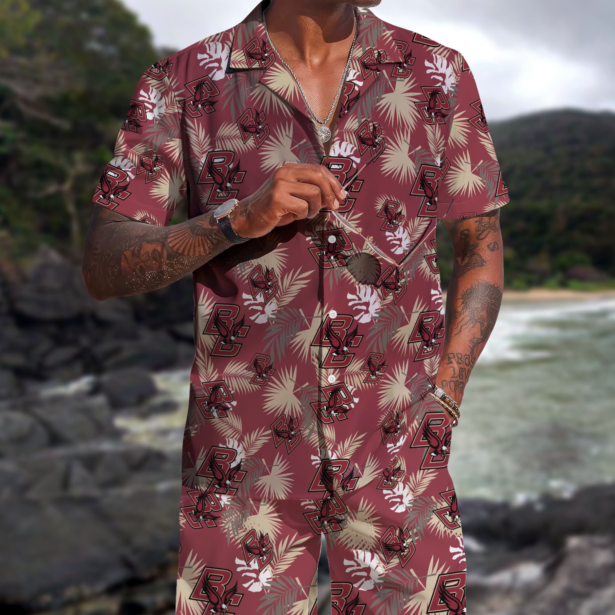 Boston College Eagles Hawaiian Shorts Set  2025 Version, Hawaiian Shirts, Sports Shorts, Gifts For Fan EHIVM-04171878