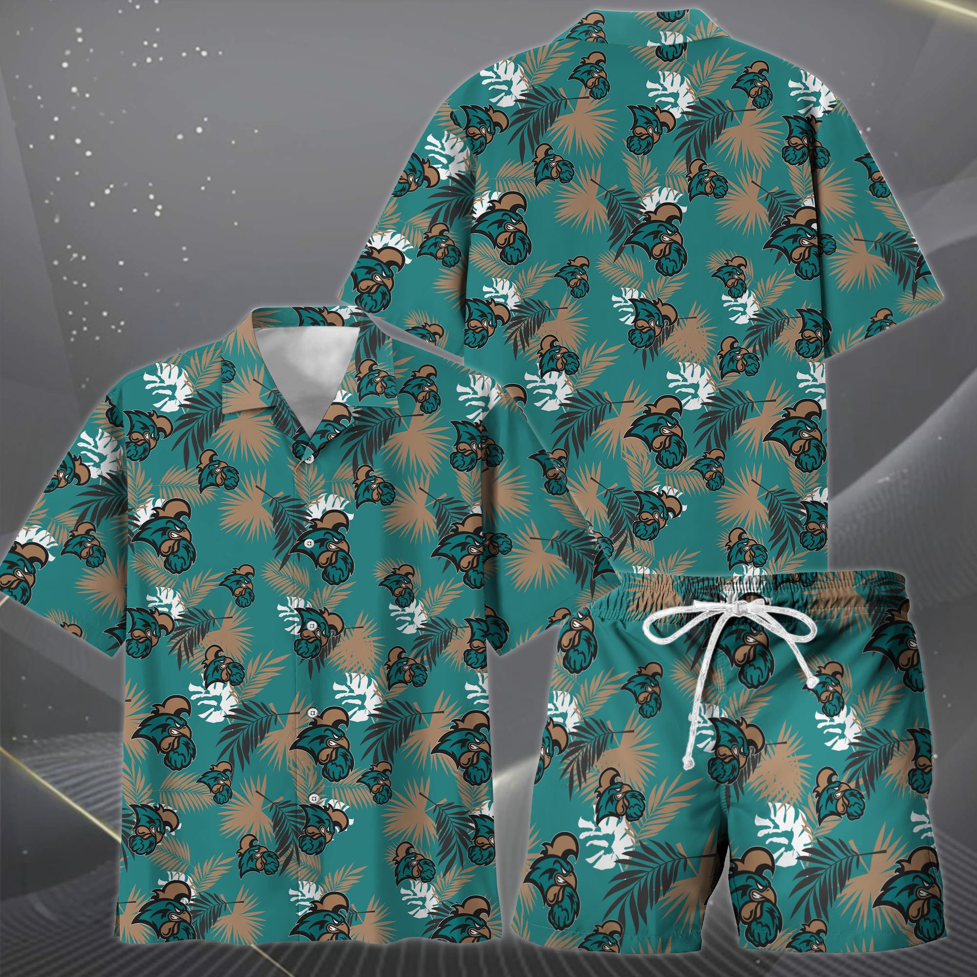 Alternative view of Coastal Carolina Chanticleers Hawaiian Shorts Set  2025 Version, Hawaiian Shirts, Sports Shorts, Gifts For Fan EHIVM-04171878