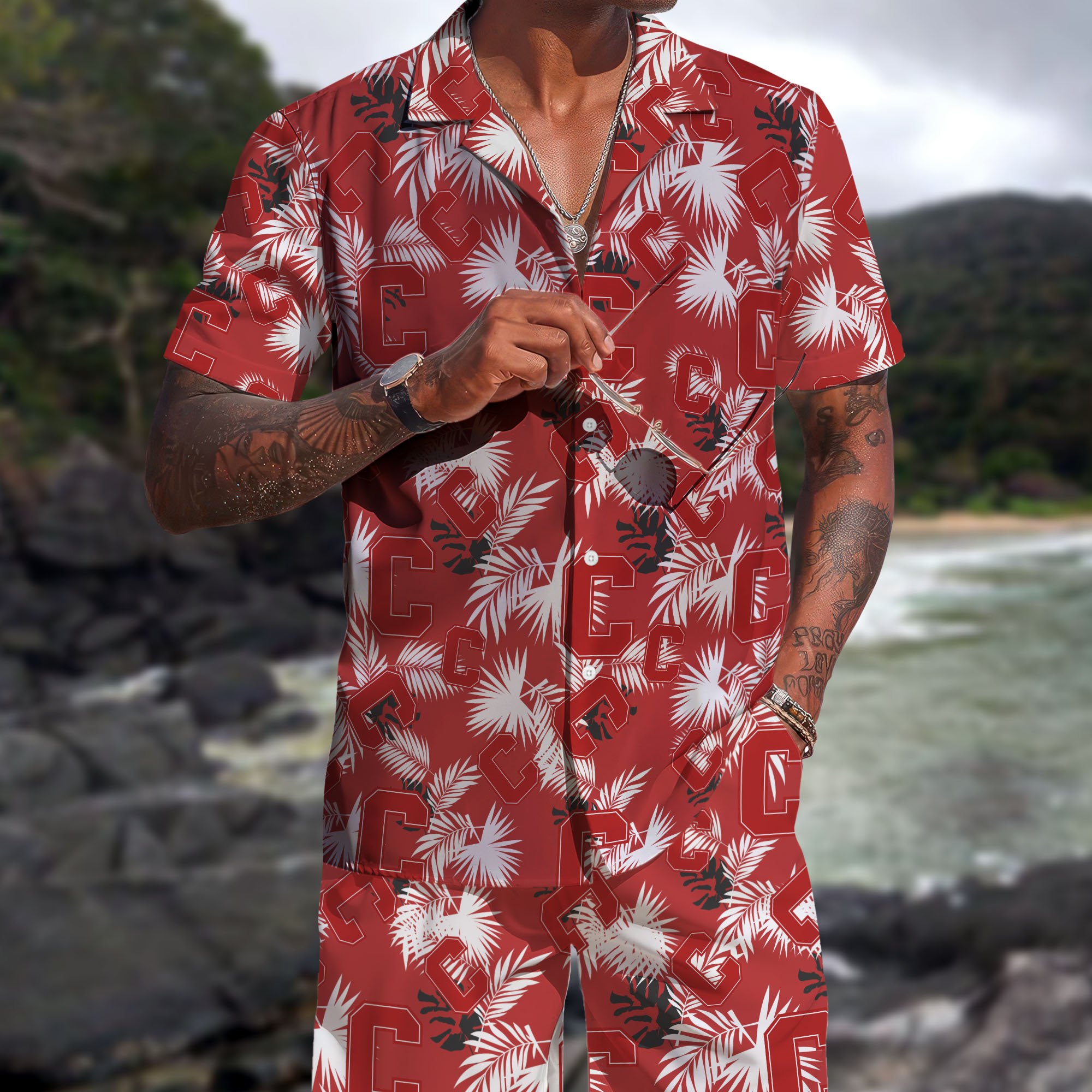 Cornell Big Red Hawaiian Shorts Set  2025 Version, Hawaiian Shirts, Sports Shorts, Gifts For Fan EHIVM-04171878