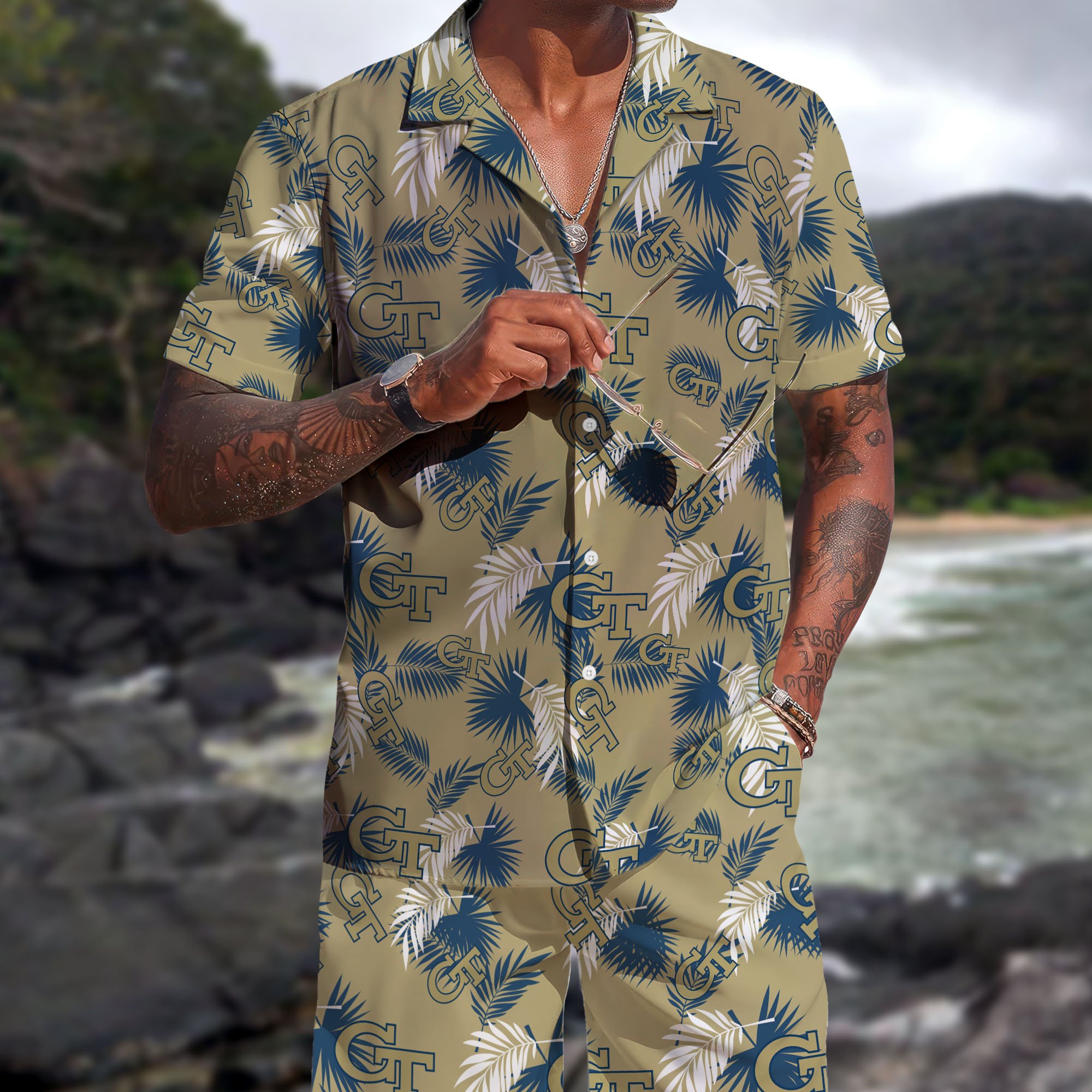 Georgia Tech Yellow Jackets Hawaiian Shorts Set  2025 Version, Hawaiian Shirts, Sports Shorts, Gifts For Fan EHIVM-04171878