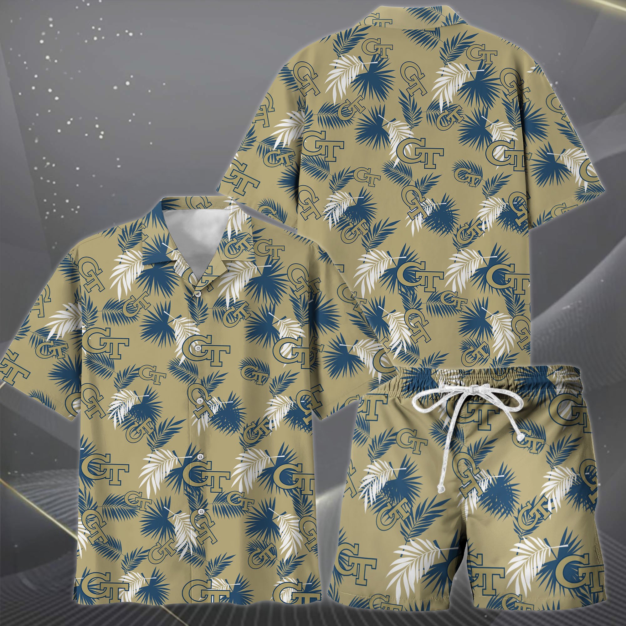 Alternative view of Georgia Tech Yellow Jackets Hawaiian Shorts Set  2025 Version, Hawaiian Shirts, Sports Shorts, Gifts For Fan EHIVM-04171878