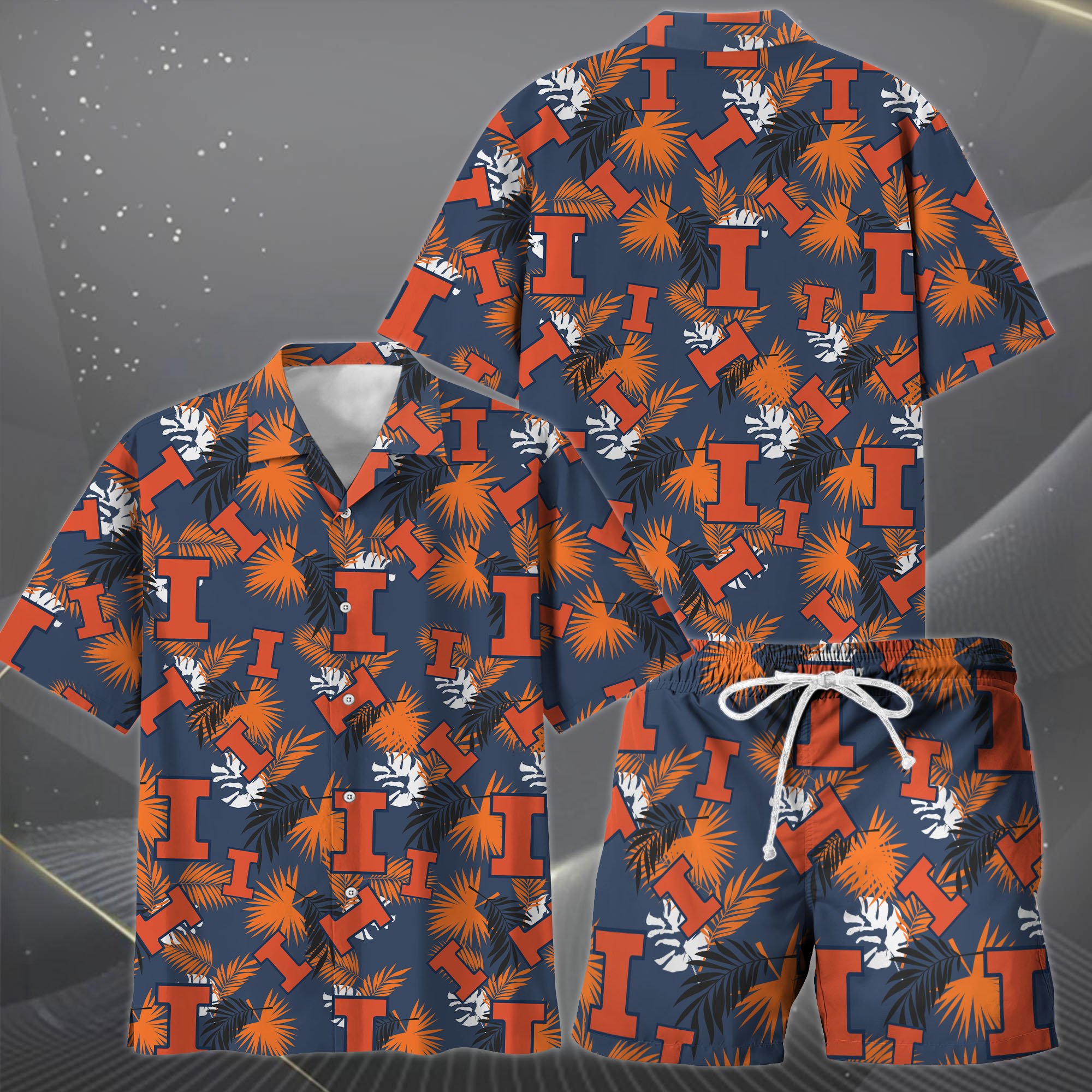 Alternative view of Illinois Fighting Illini Hawaiian Shorts Set  2025 Version, Hawaiian Shirts, Sports Shorts, Gifts For Fan EHIVM-04171878