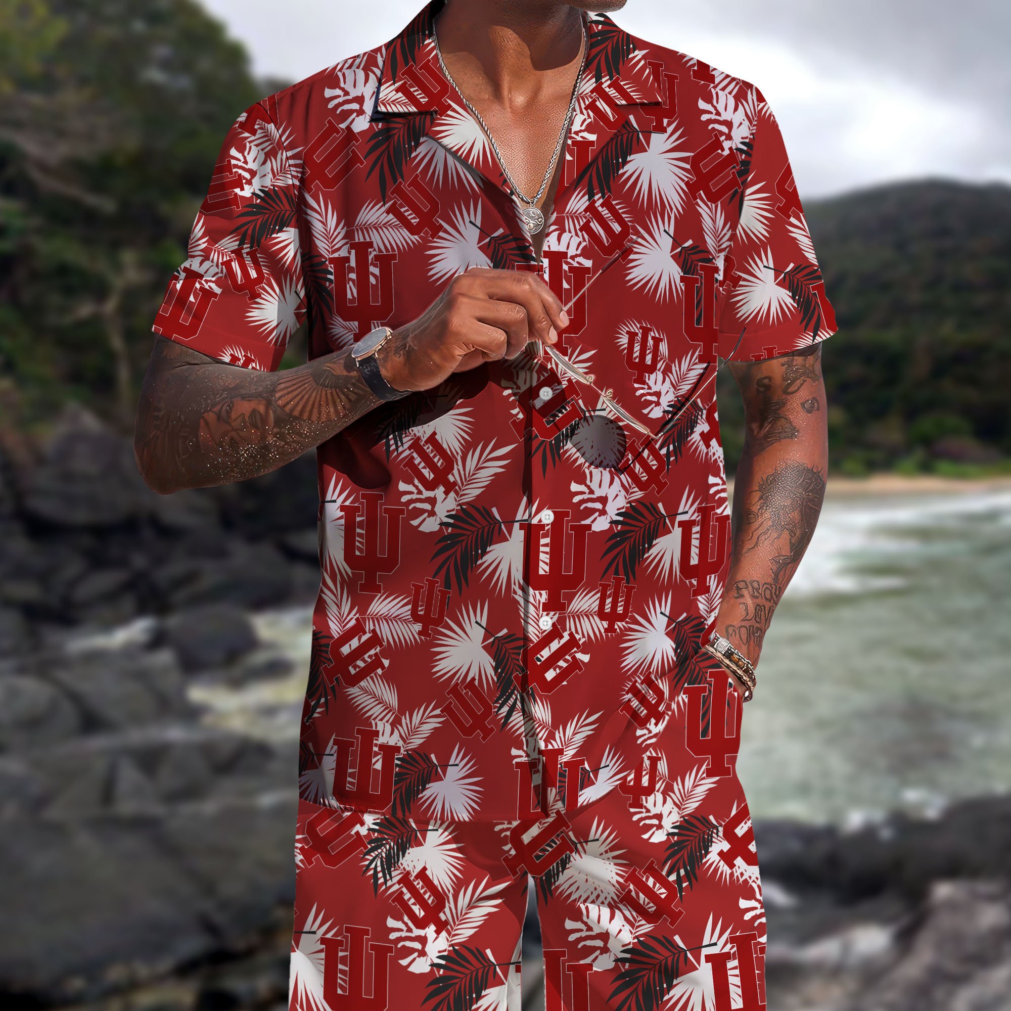 Indiana Hoosiers Hawaiian Shorts Set  2025 Version, Hawaiian Shirts, Sports Shorts, Gifts For Fan EHIVM-04171878