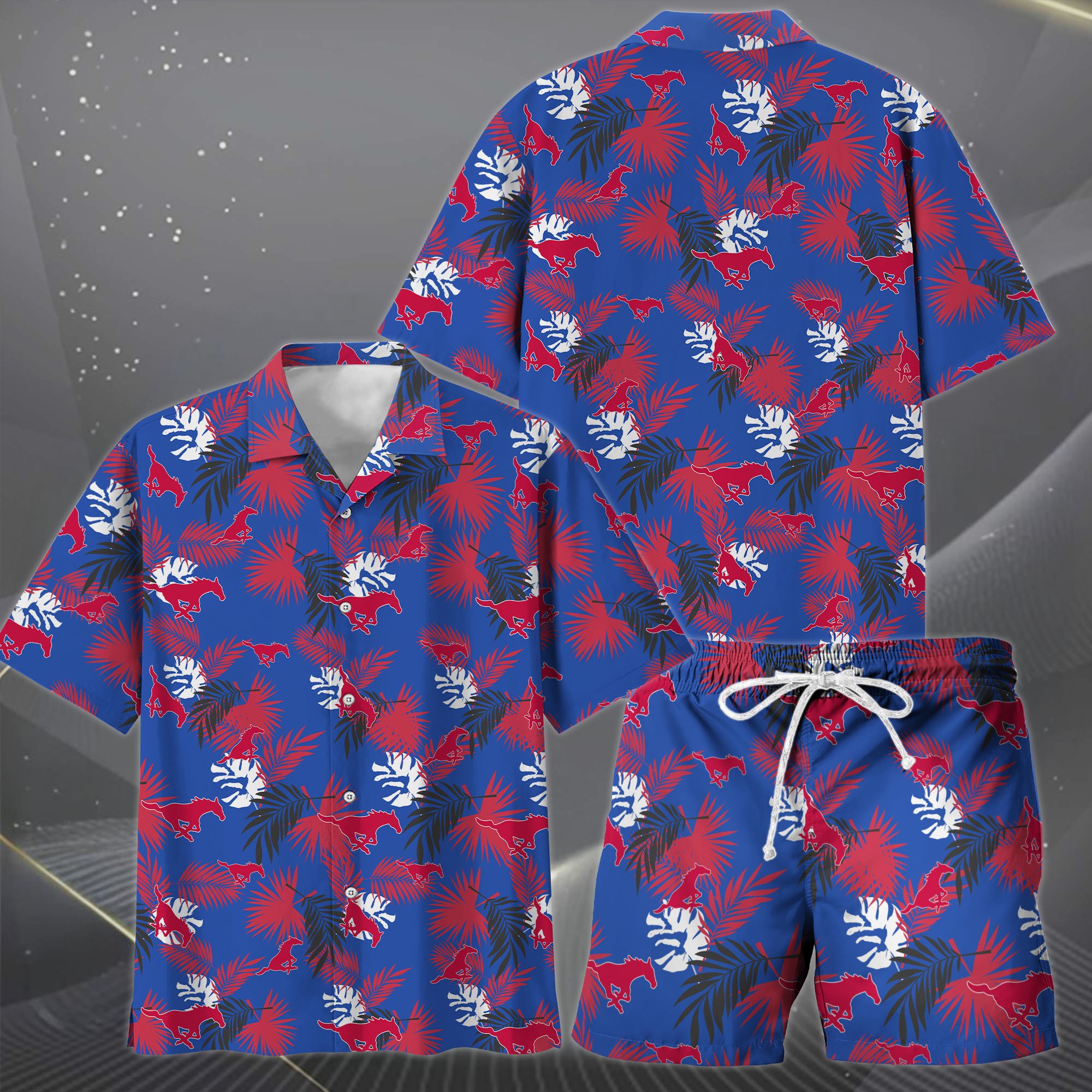 Alternative view of SMU Mustangs Hawaiian Shorts Set  2025 Version, Hawaiian Shirts, Sports Shorts, Gifts For Fan EHIVM-04171878