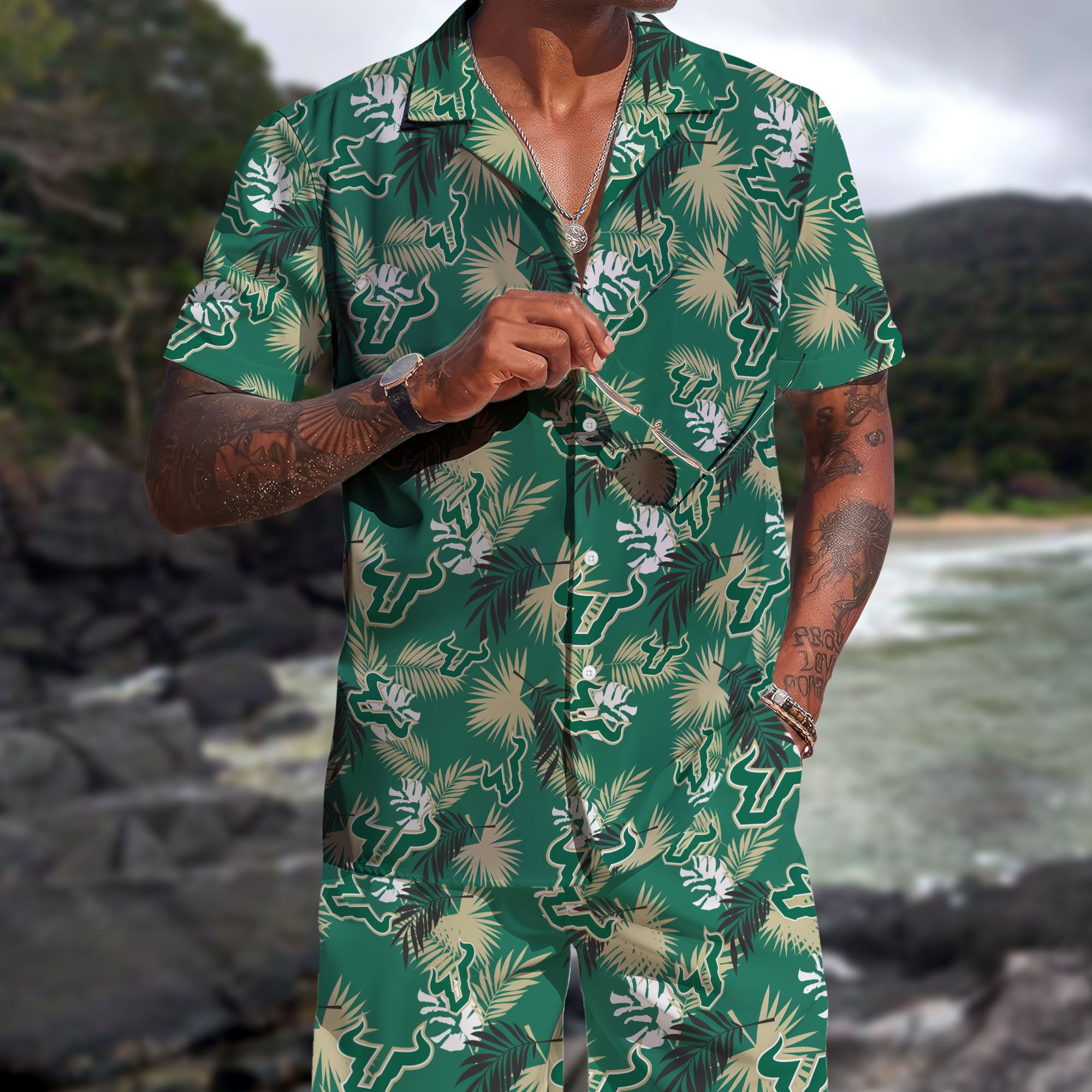 South Florida Bulls Hawaiian Shorts Set  2025 Version, Hawaiian Shirts, Sports Shorts, Gifts For Fan EHIVM-04171878