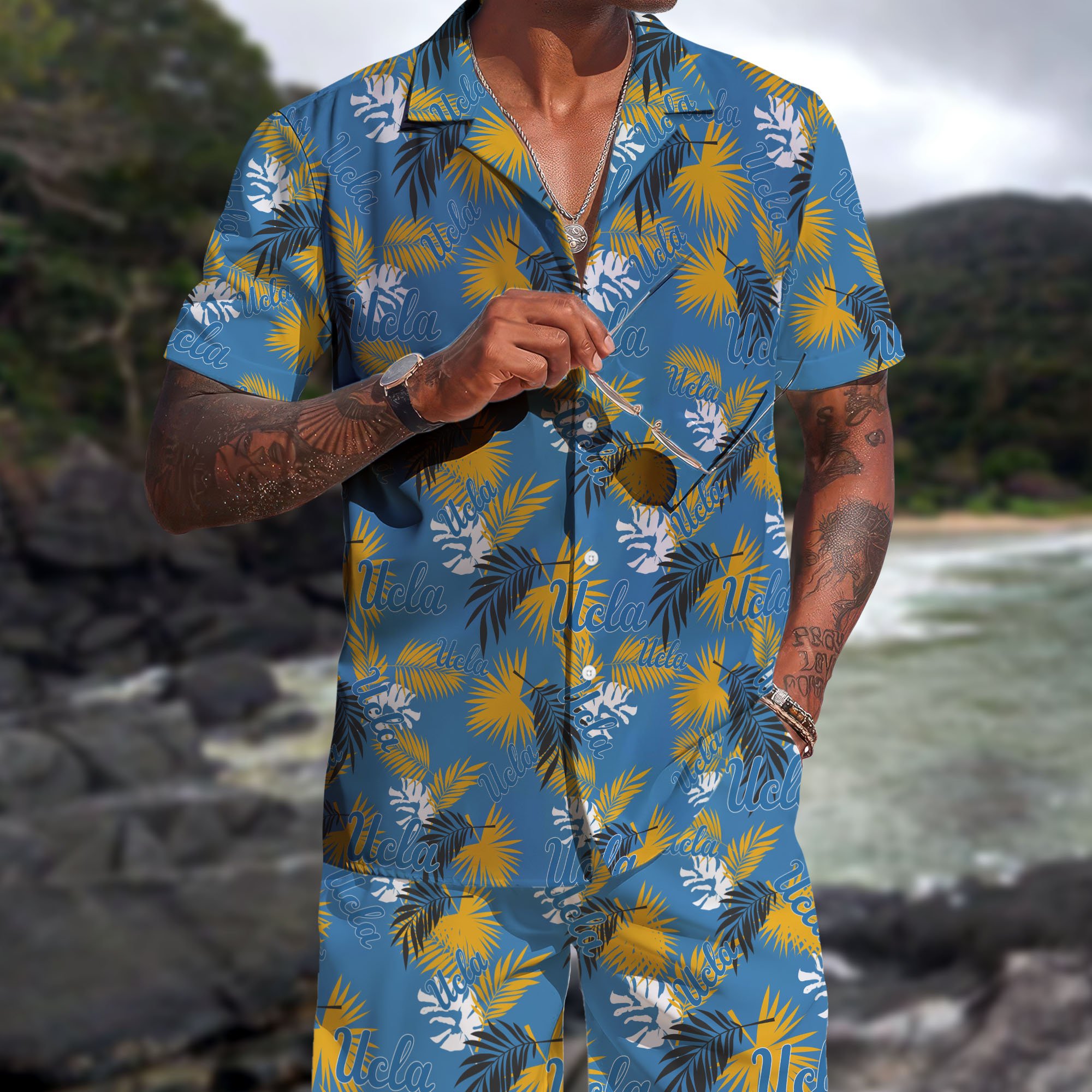 UCLA Bruins Hawaiian Shorts Set  2025 Version, Hawaiian Shirts, Sports Shorts, Gifts For Fan EHIVM-04171878