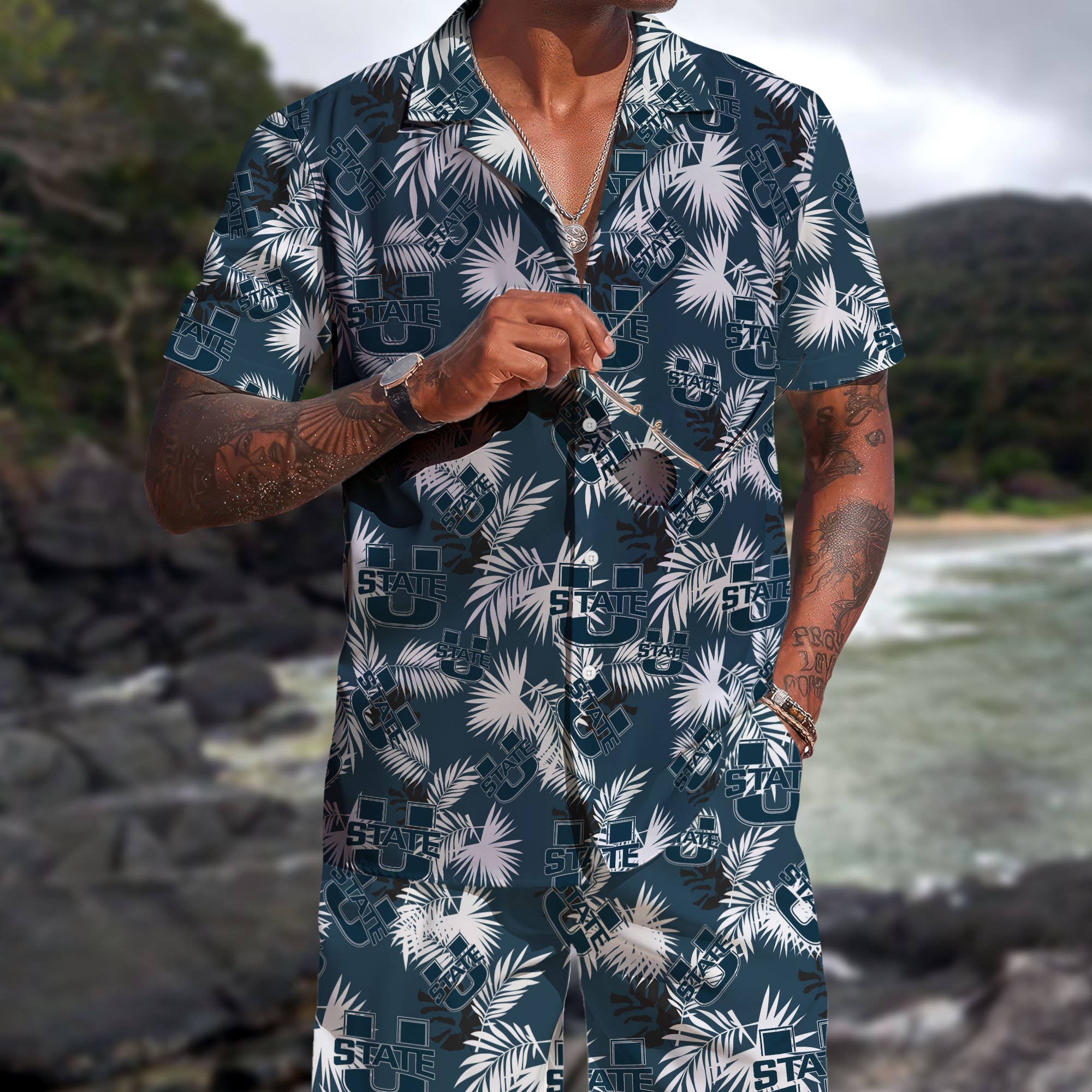 Utah State Aggies Hawaiian Shorts Set  2025 Version, Hawaiian Shirts, Sports Shorts, Gifts For Fan EHIVM-04171878