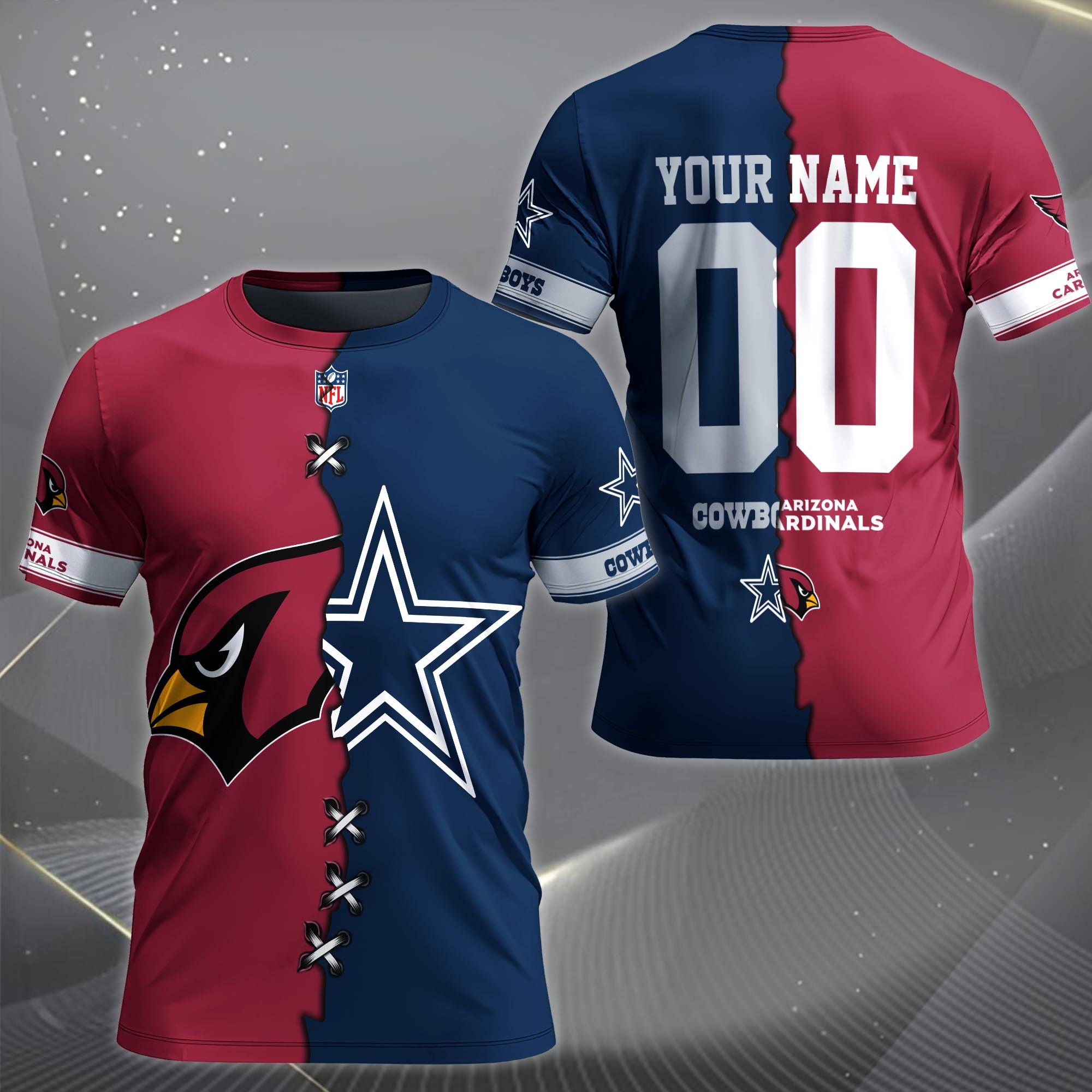 Alternative view of Arizona Cardinals House Divided T-shirt Custom Name 2025 Version, Number And Team, Sport Shirts For Fan EHIVM-04282070N