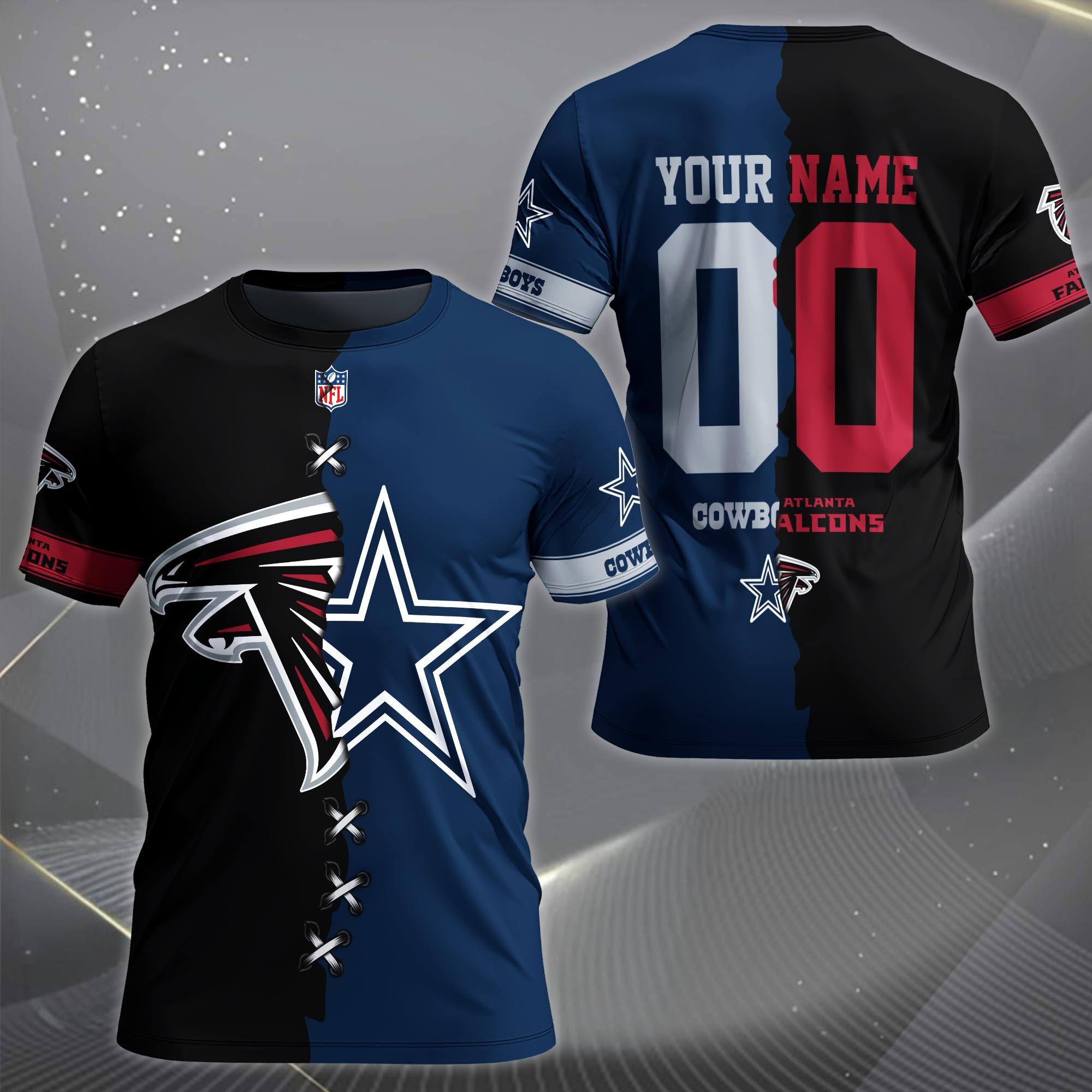 Alternative view of Atlanta Falcons House Divided T-shirt Custom Name 2025 Version, Number And Team, Sport Shirts For Fan EHIVM-04282070N