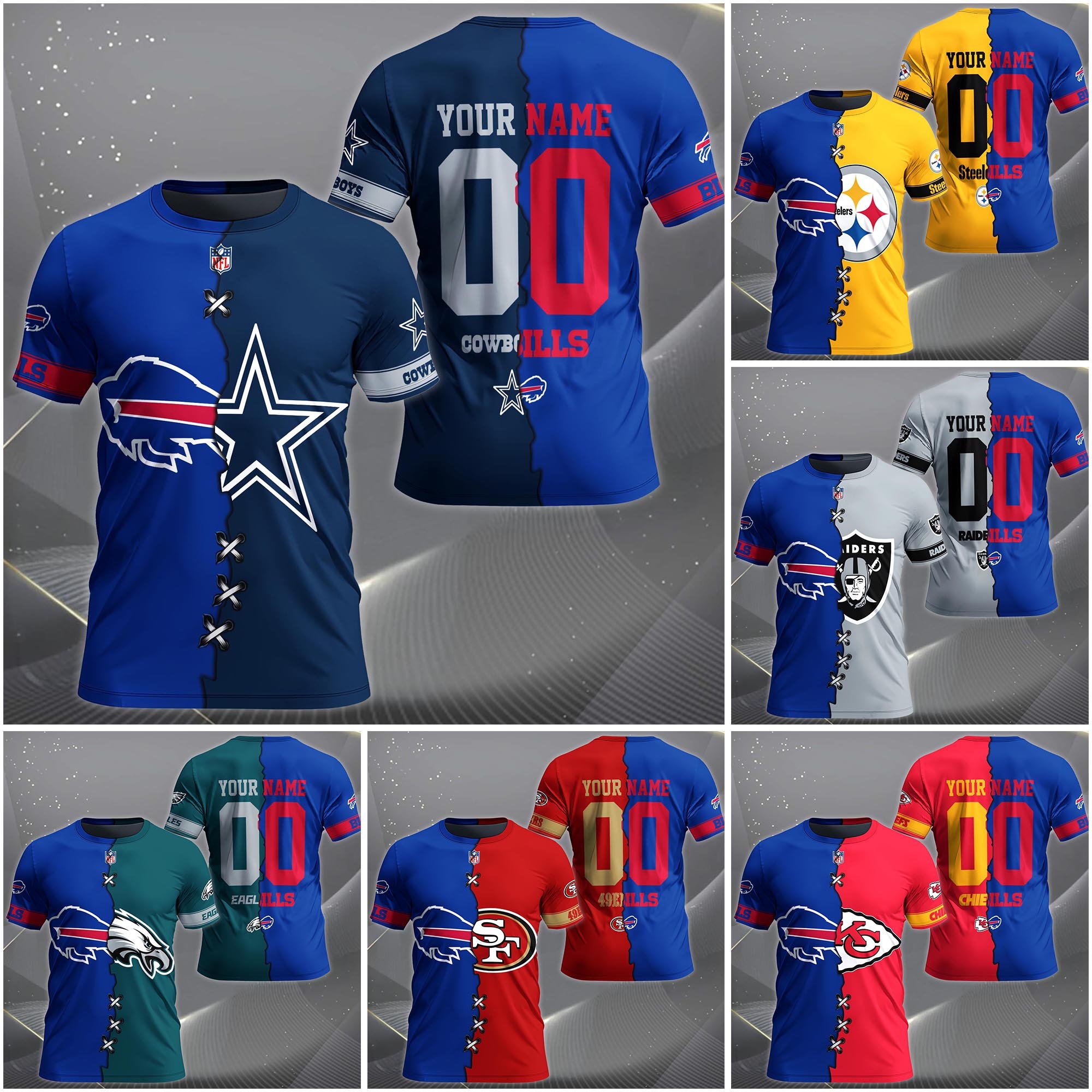 Buffalo Bills House Divided T-shirt Custom Name 2025 Version, Number And Team, Sport Shirts For Fan EHIVM-04282070N