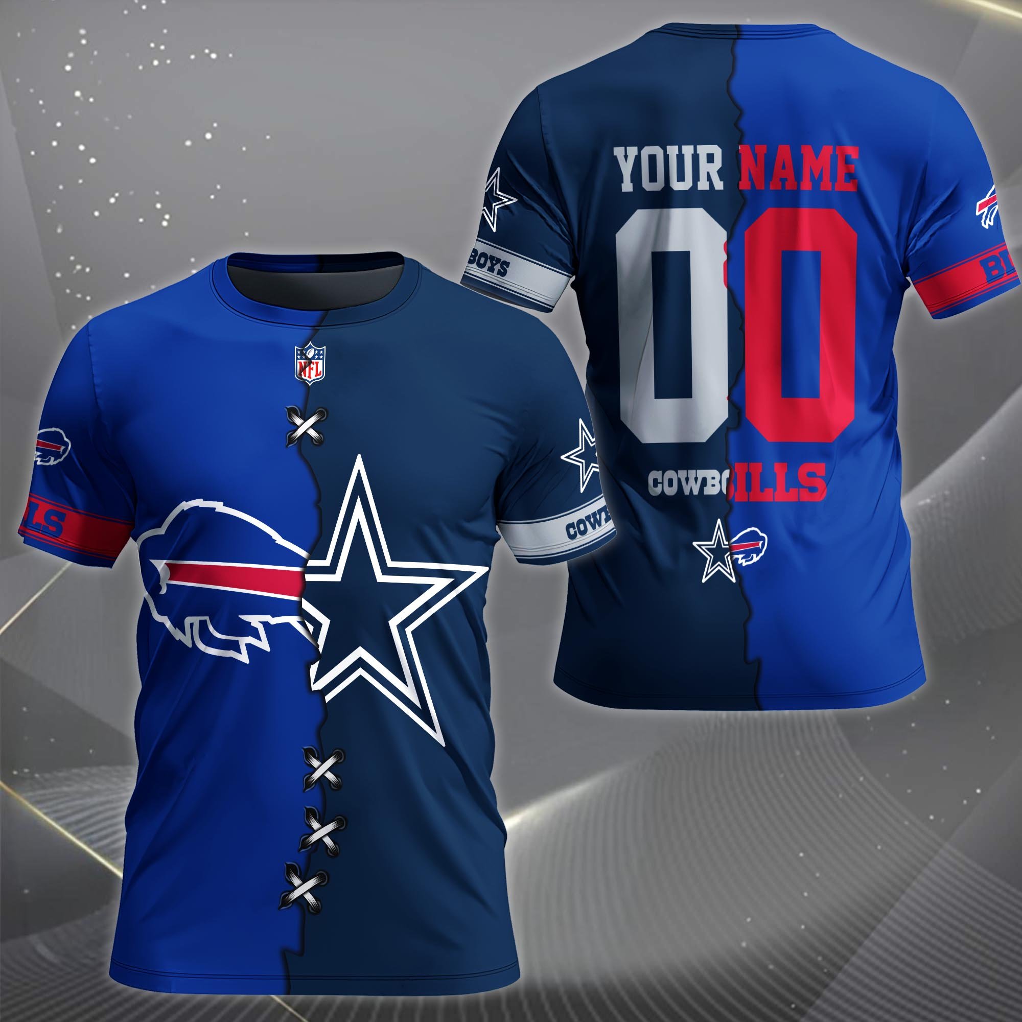 Alternative view of Buffalo Bills House Divided T-shirt Custom Name 2025 Version, Number And Team, Sport Shirts For Fan EHIVM-04282070N