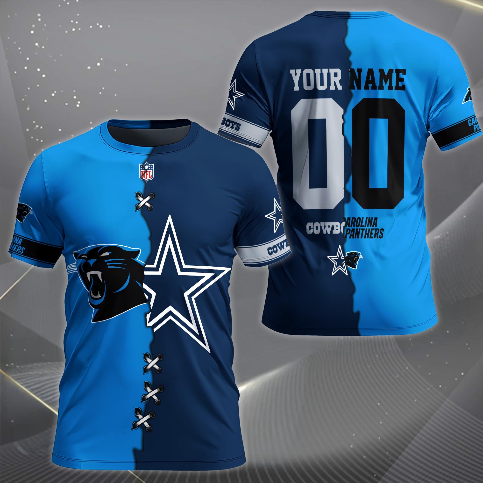Alternative view of Carolina Panthers House Divided T-shirt Custom Name 2025 Version, Number And Team, Sport Shirts For Fan EHIVM-04282070N