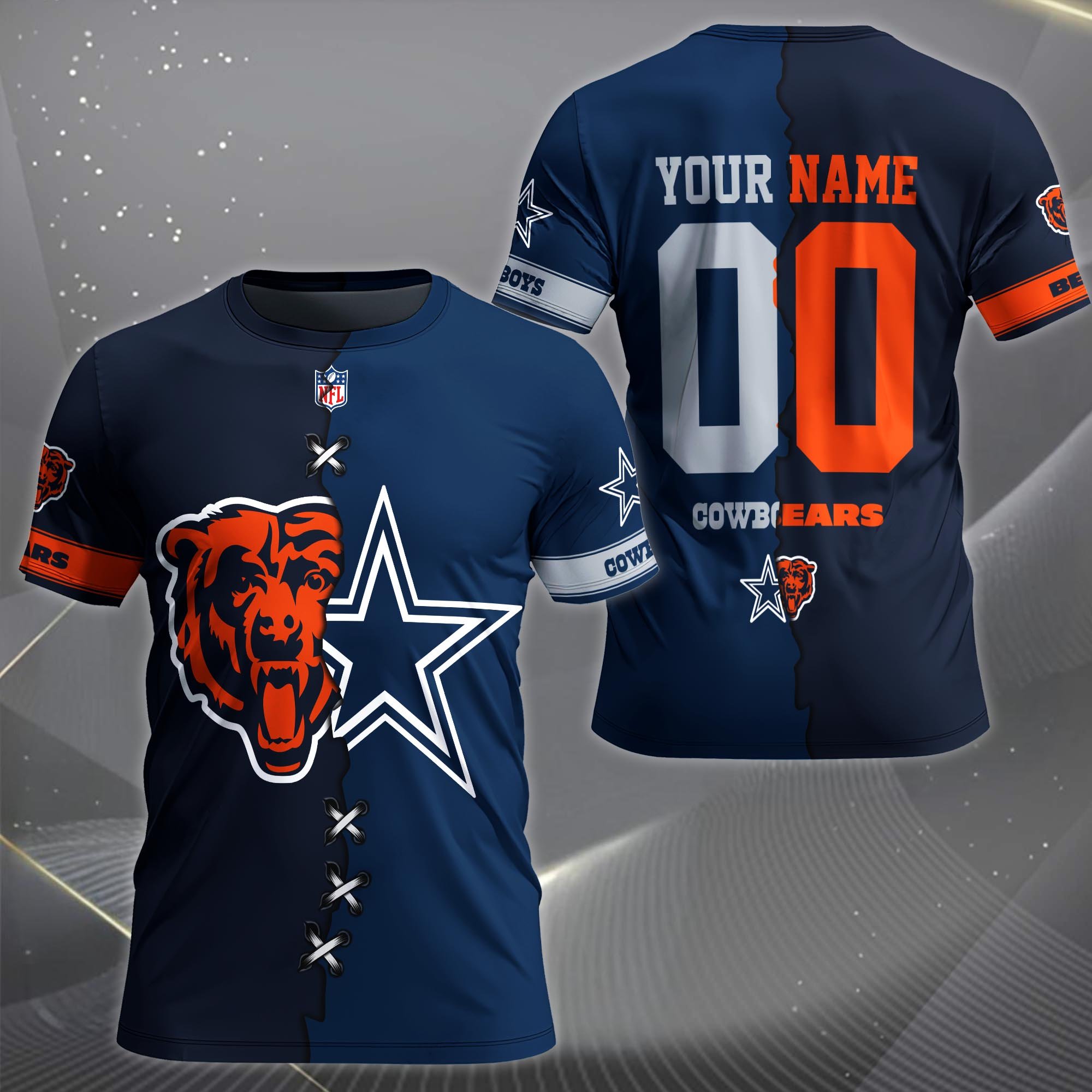 Alternative view of Chicago Bears House Divided T-shirt Custom Name 2025 Version, Number And Team, Sport Shirts For Fan EHIVM-04282070N