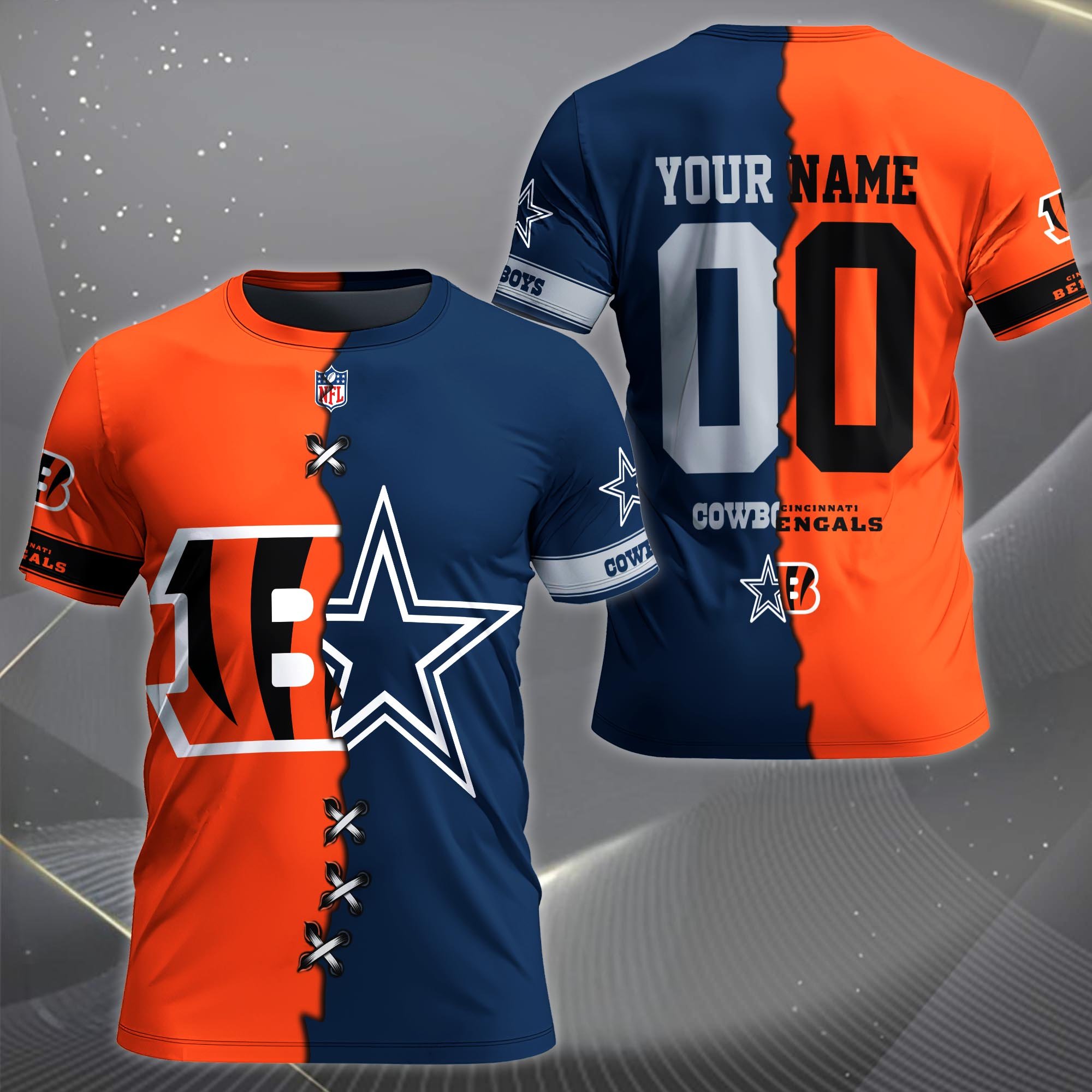 Alternative view of Cincinnati Bengals House Divided T-shirt Custom Name 2025 Version, Number And Team, Sport Shirts For Fan EHIVM-04282070N