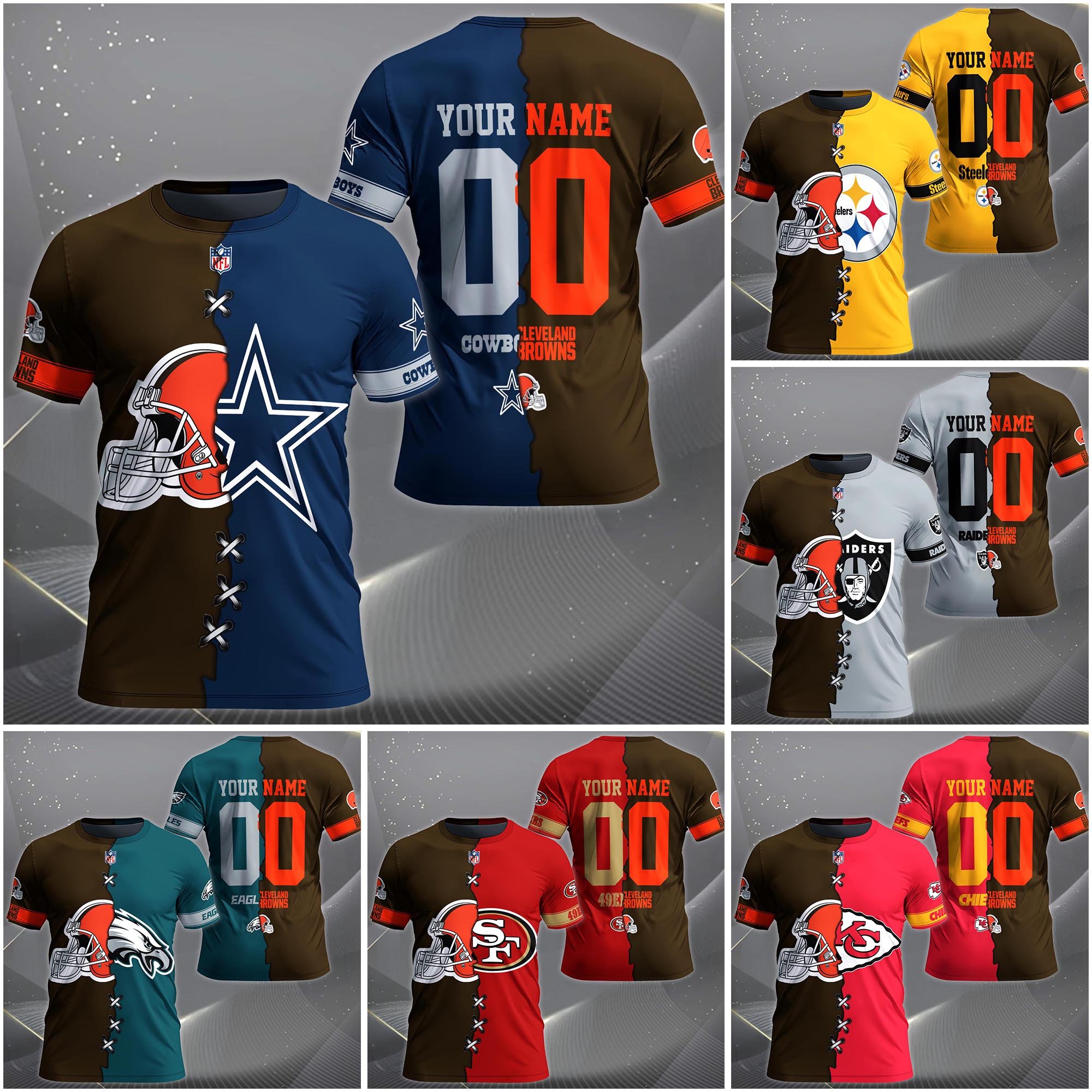 Cleveland Browns House Divided T-shirt Custom Name 2025 Version, Number And Team, Sport Shirts For Fan EHIVM-04282070N