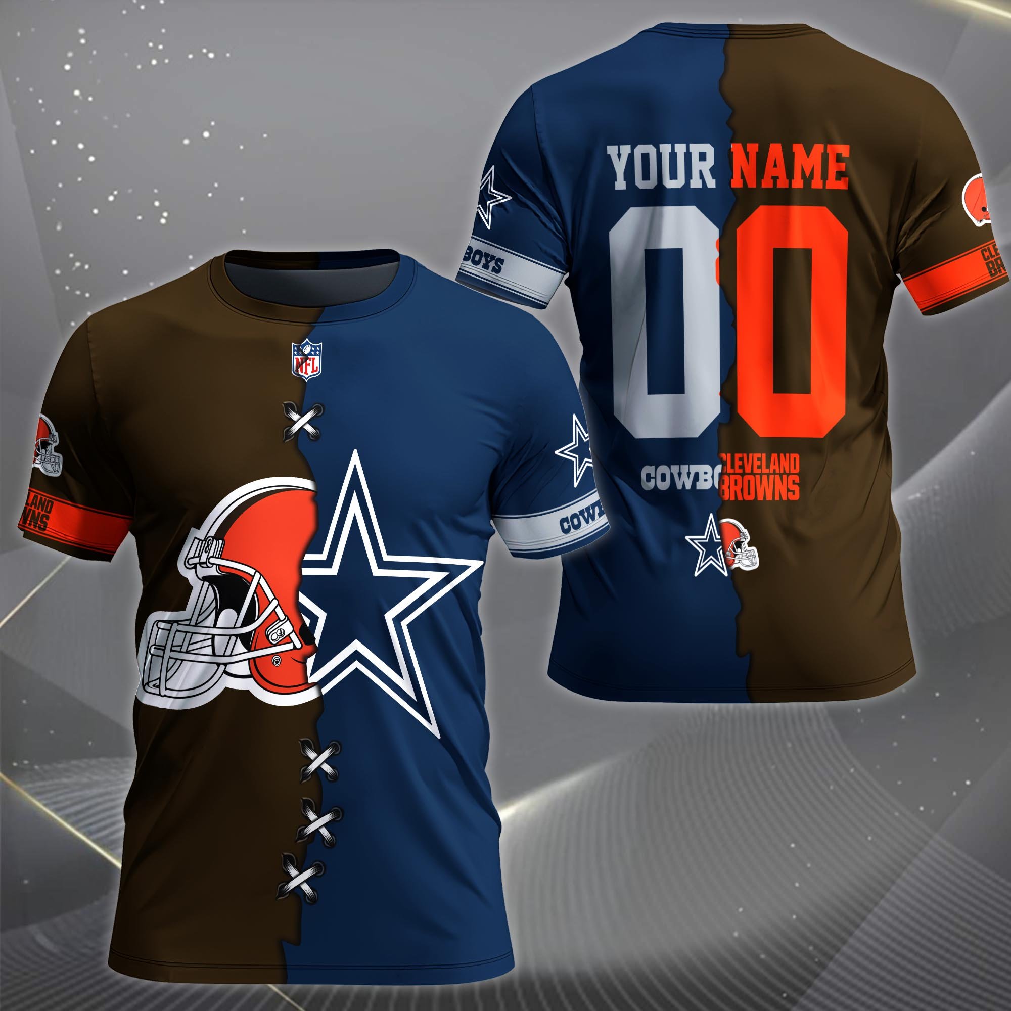 Alternative view of Cleveland Browns House Divided T-shirt Custom Name 2025 Version, Number And Team, Sport Shirts For Fan EHIVM-04282070N