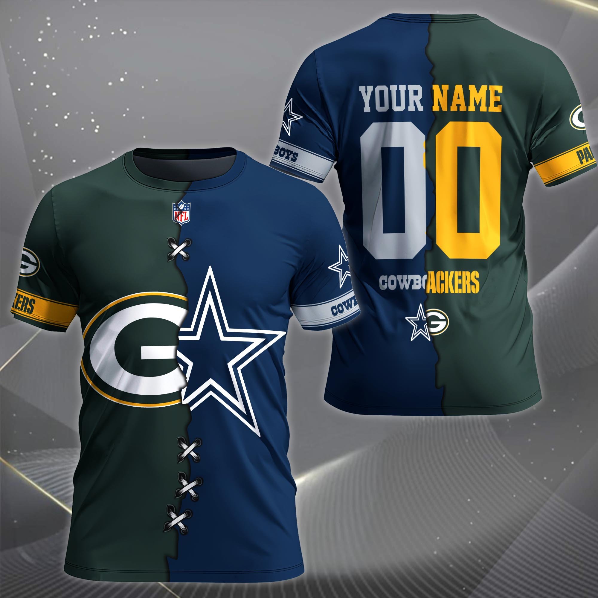 Alternative view of Green Bay Packers House Divided T-shirt Custom Name 2025 Version, Number And Team, Sport Shirts For Fan EHIVM-04282070N