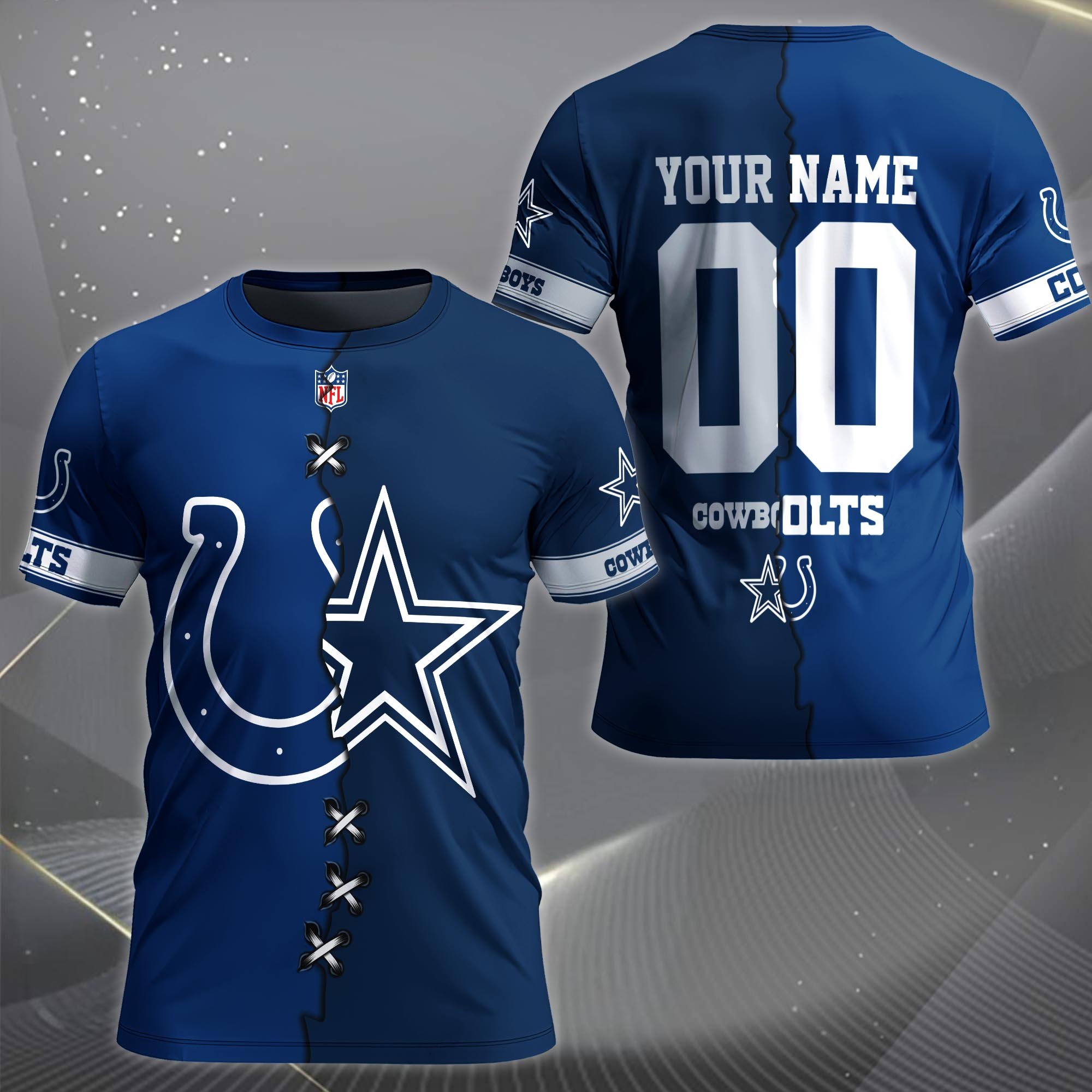 Alternative view of Indianapolis Colts House Divided T-shirt Custom Name 2025 Version, Number And Team, Sport Shirts For Fan EHIVM-04282070N
