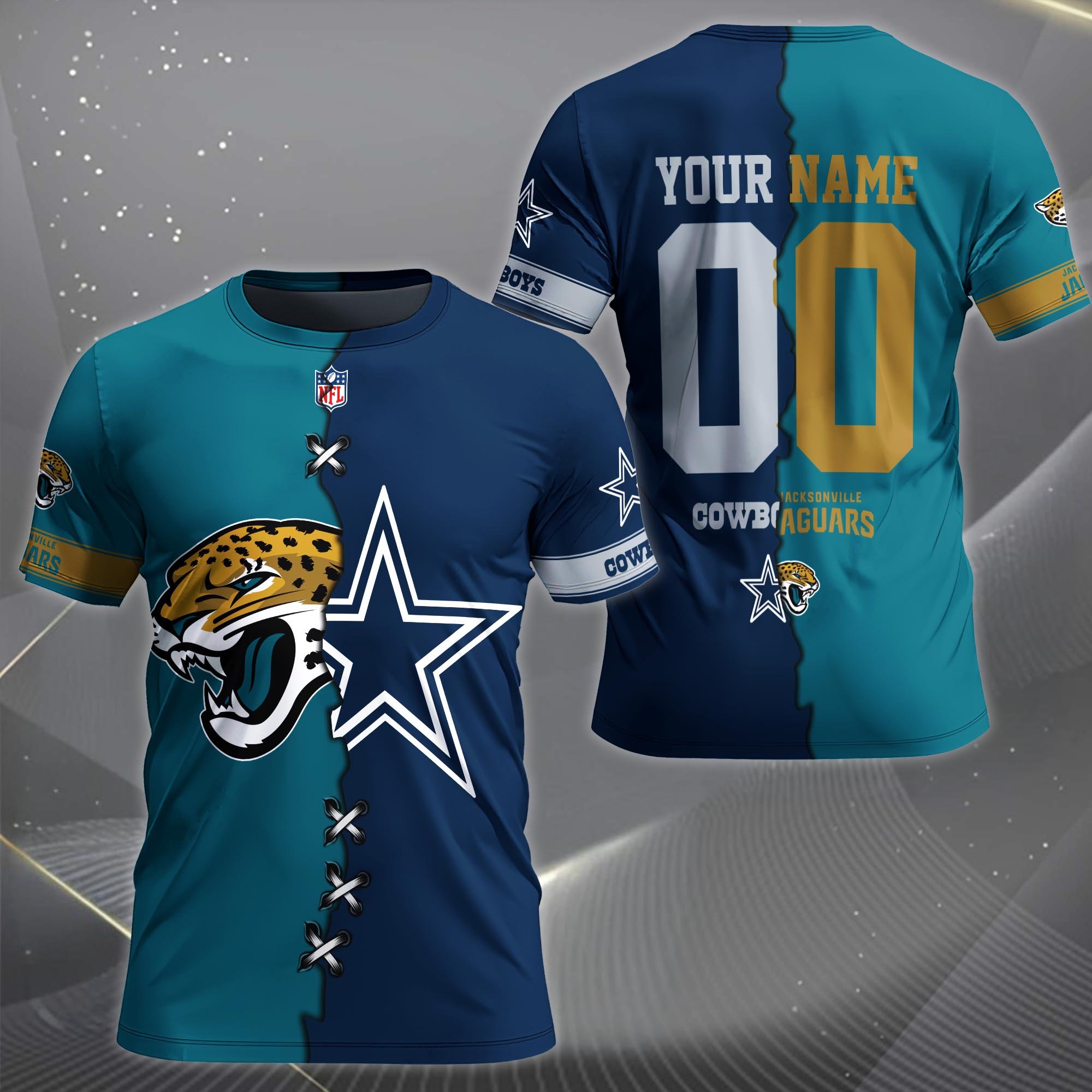 Alternative view of Jacksonville Jaguars House Divided T-shirt Custom Name 2025 Version, Number And Team, Sport Shirts For Fan EHIVM-04282070N