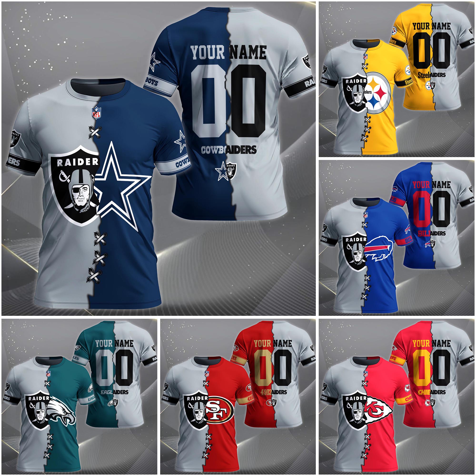 Las Vegas Raiders House Divided T-shirt Custom Name 2025 Version, Number And Team, Sport Shirts For Fan EHIVM-04282070N