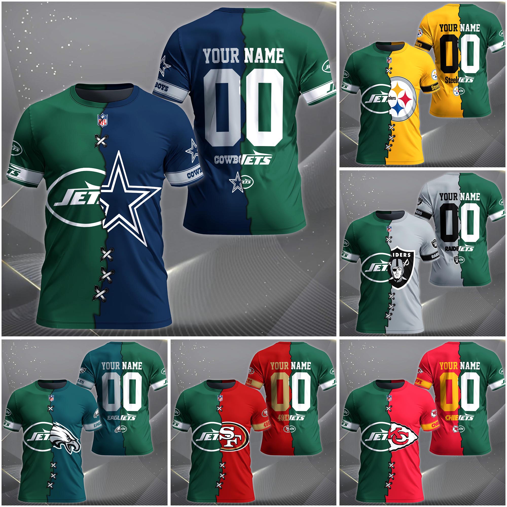New York Jets House Divided T-shirt Custom Name 2025 Version, Number And Team, Sport Shirts For Fan EHIVM-04282070N
