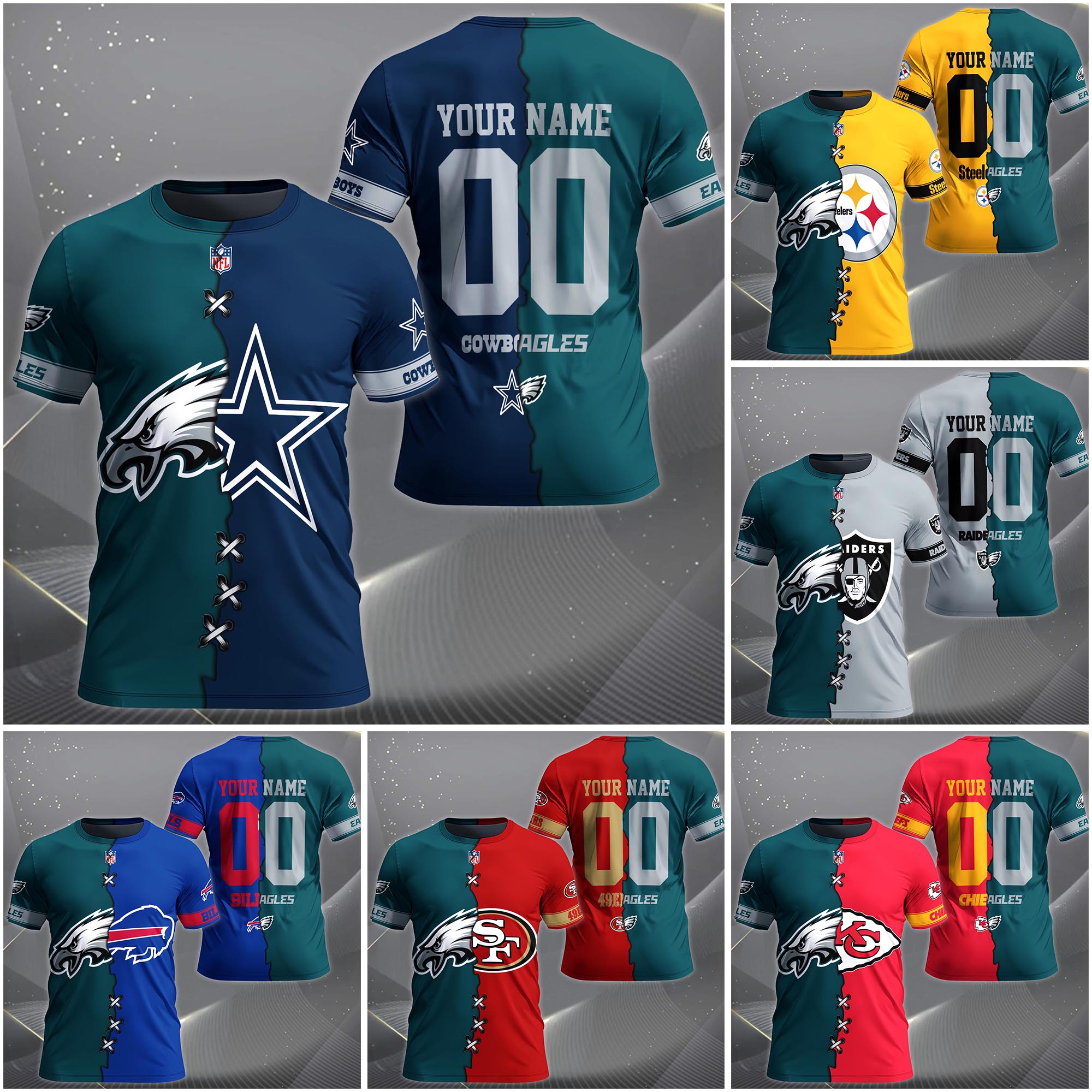Philadelphia Eagles House Divided T-shirt Custom Name 2025 Version, Number And Team, Sport Shirts For Fan EHIVM-04282070N