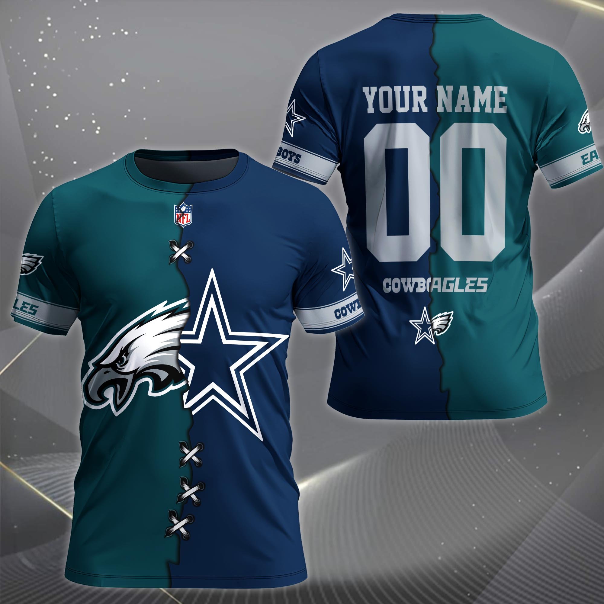 Alternative view of Philadelphia Eagles House Divided T-shirt Custom Name 2025 Version, Number And Team, Sport Shirts For Fan EHIVM-04282070N
