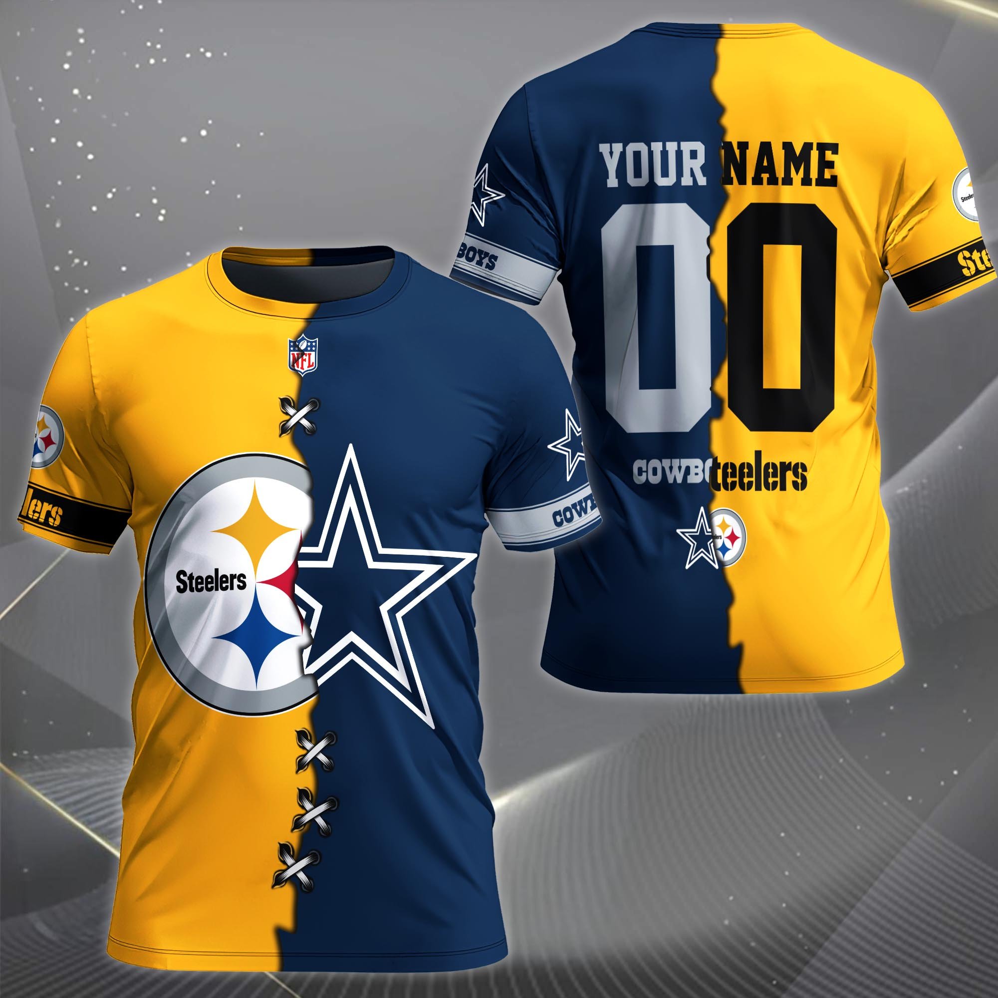 Alternative view of Pittsburgh Steelers House Divided T-shirt Custom Name 2025 Version, Number And Team, Sport Shirts For Fan EHIVM-04282070N