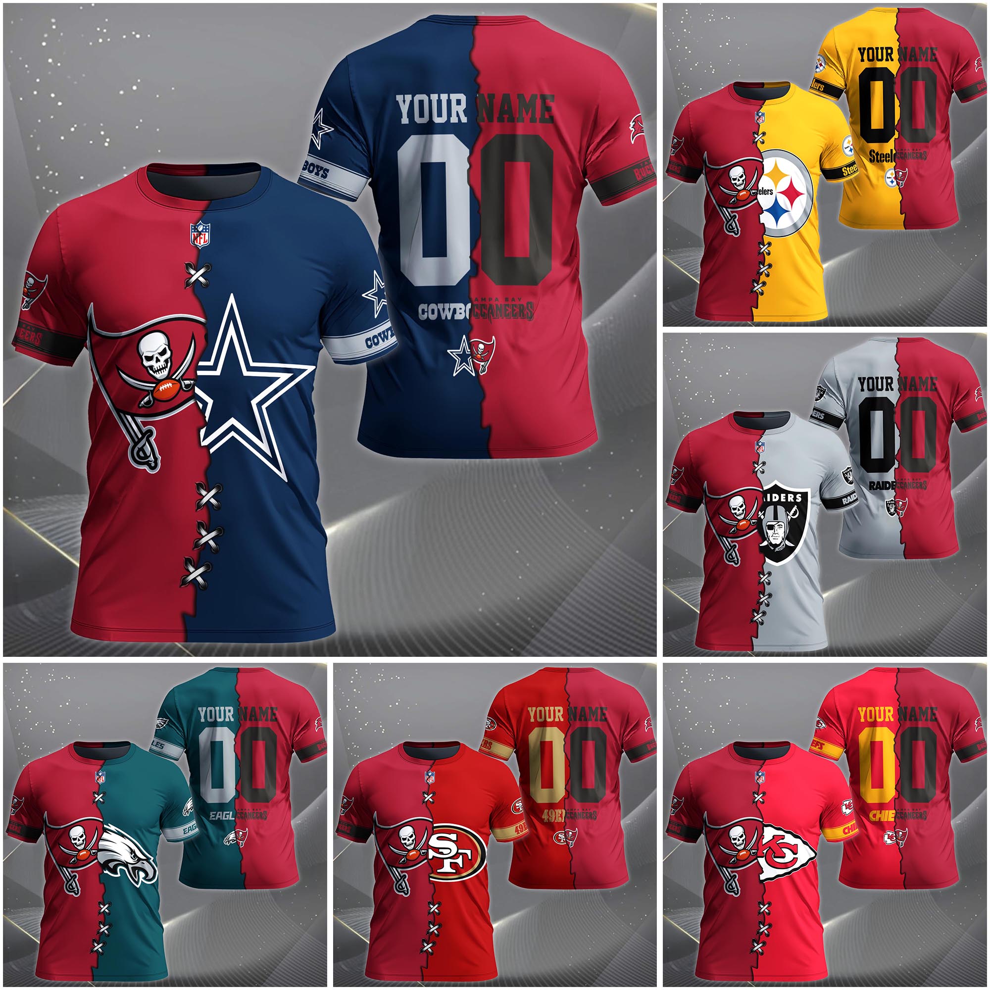 Tampa Bay Buccaneers House Divided T-shirt Custom Name 2025 Version, Number And Team, Sport Shirts For Fan EHIVM-04282070N