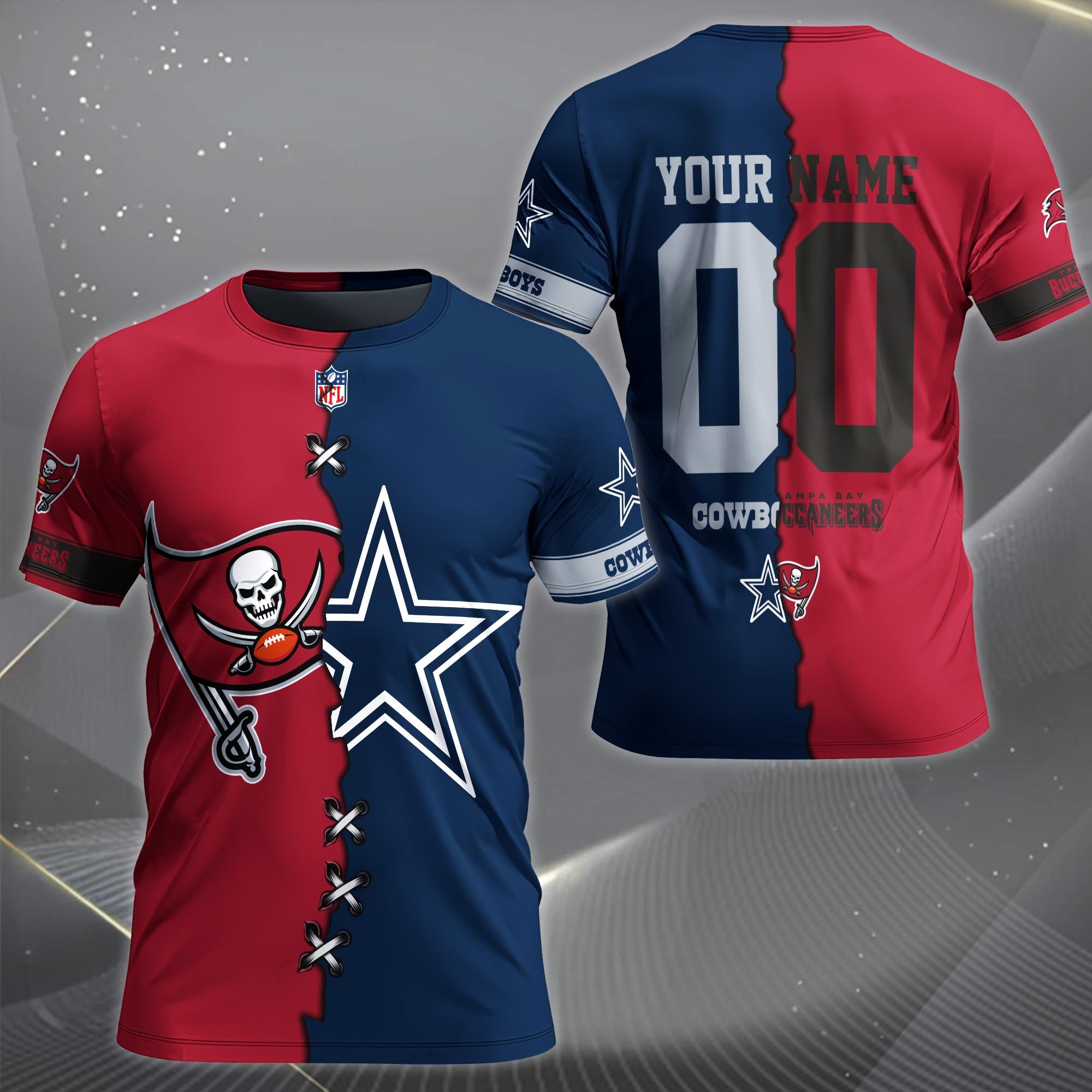 Alternative view of Tampa Bay Buccaneers House Divided T-shirt Custom Name 2025 Version, Number And Team, Sport Shirts For Fan EHIVM-04282070N