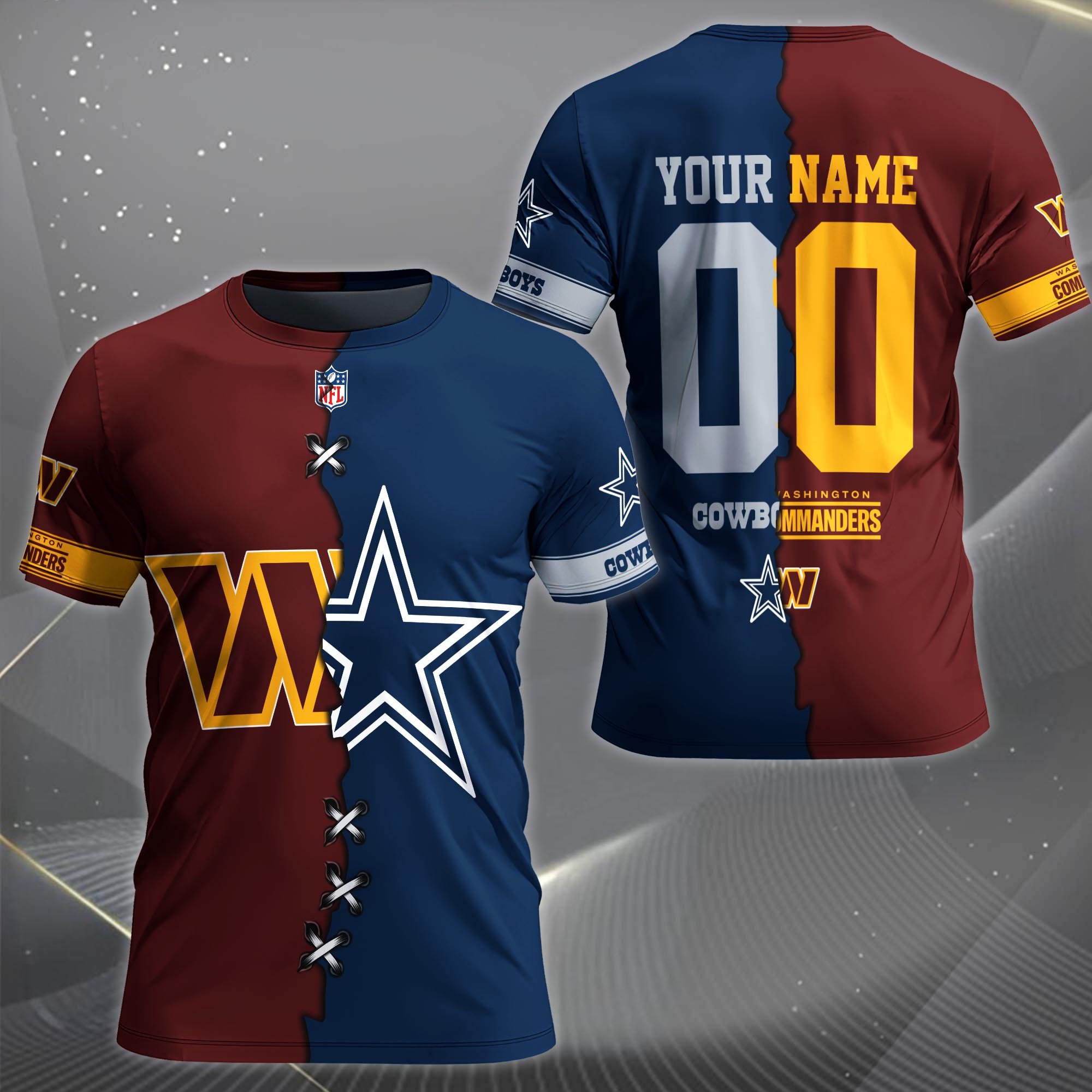 Alternative view of Washington Commanders House Divided T-shirt Custom Name 2025 Version, Number And Team, Sport Shirts For Fan EHIVM-04282070N