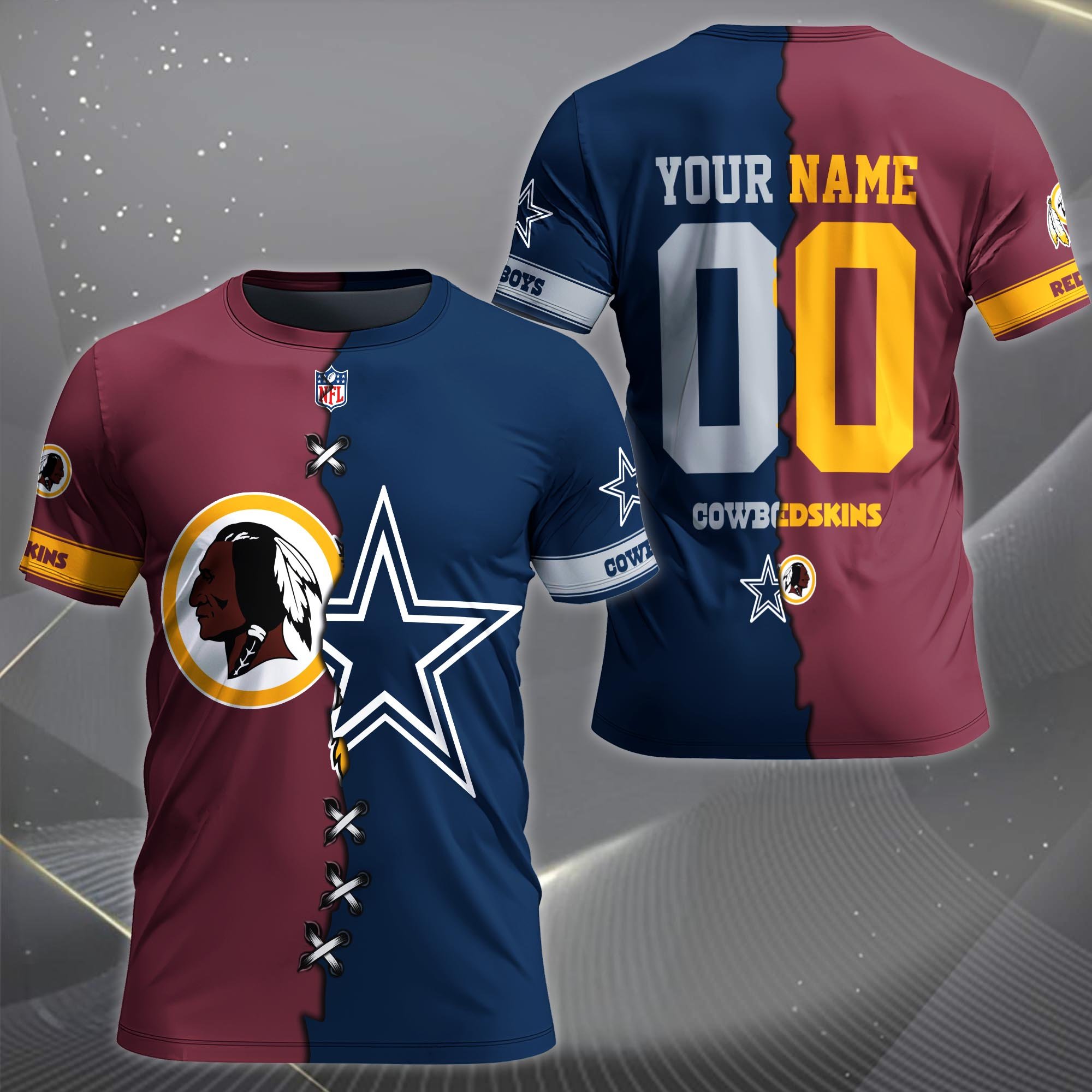 Alternative view of Washington Redskins House Divided T-shirt Custom Name 2025 Version, Number And Team, Sport Shirts For Fan EHIVM-04282070N